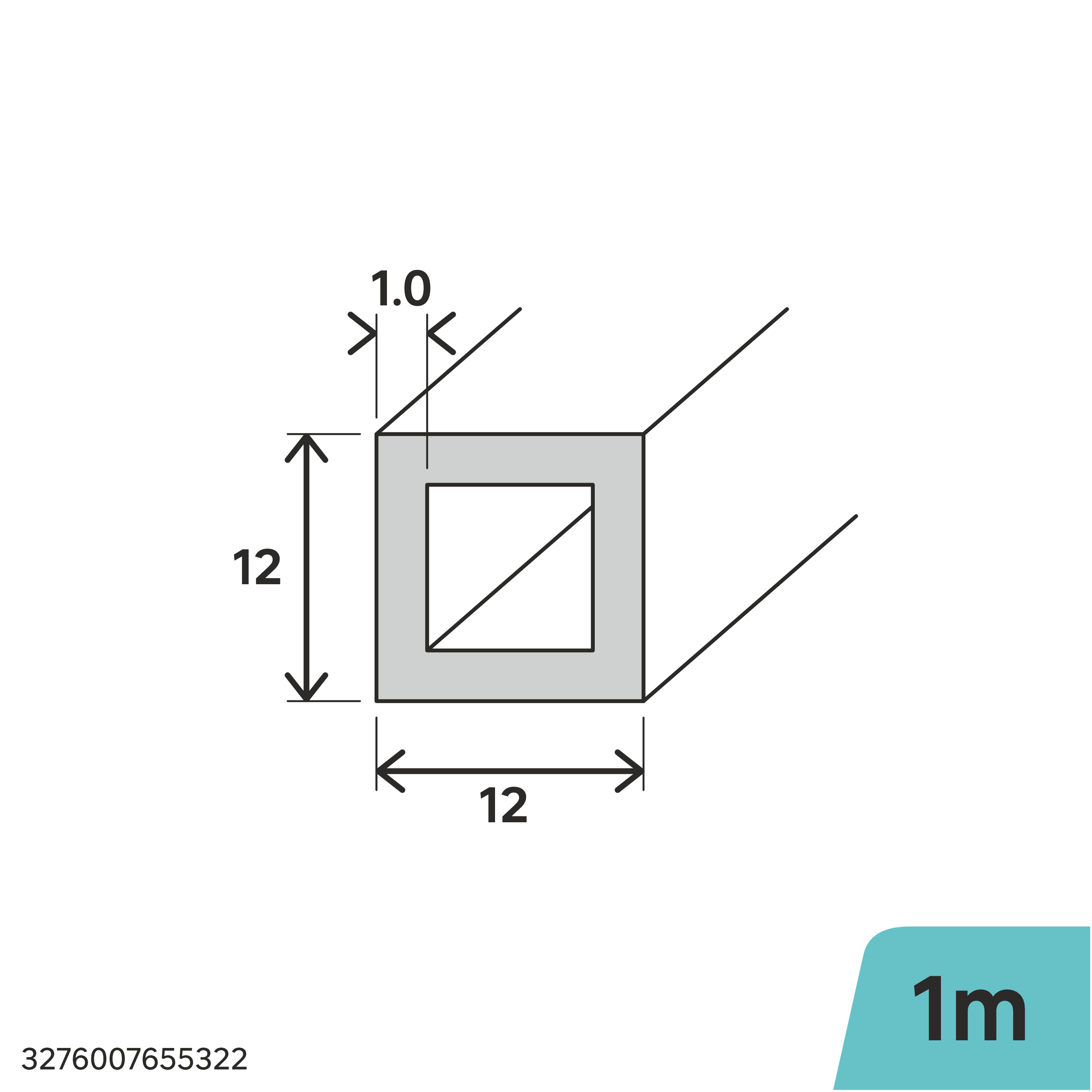Perfil forma cuadrada de acero en bruto STANDERS, Alt. 12 x An 12mm x L.2 m - 2