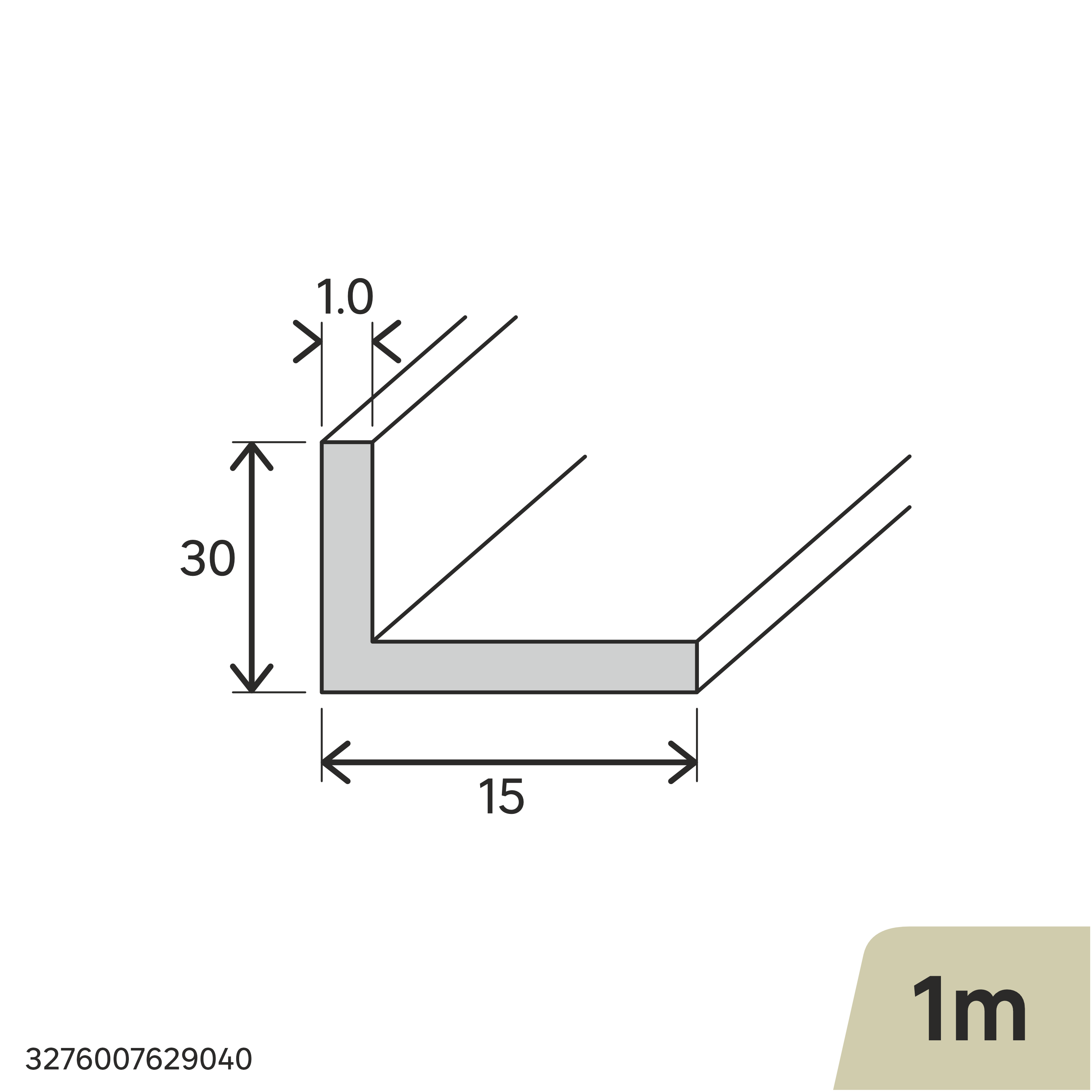 Perfil alumínio 30x15x1x1 cm Standers - 4
