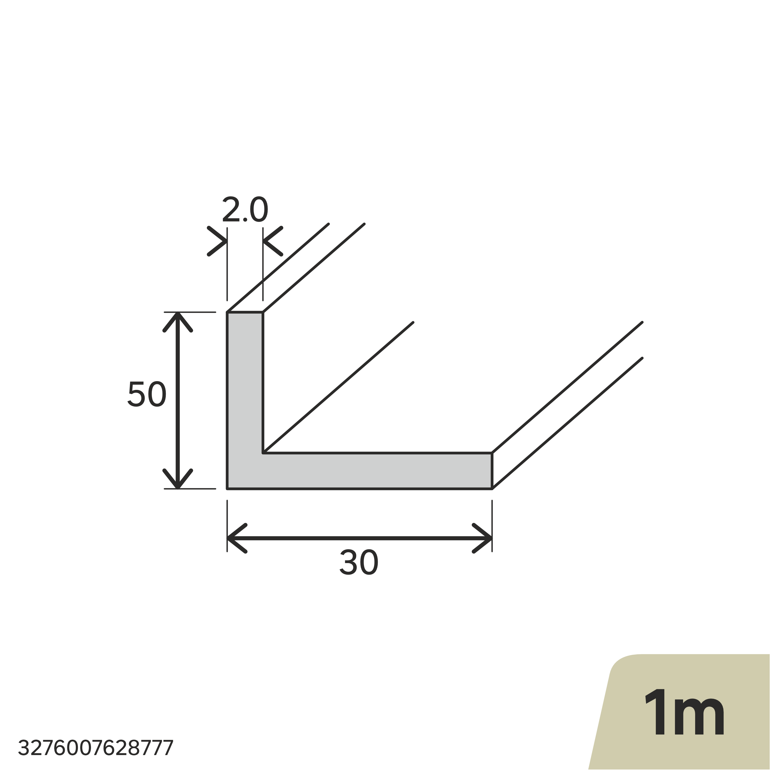 Profilé D'angle Aluminium 30x30x1 Mm - Longueur 2000 Mm, Finition RAL 7016 Gris Anthracite Mat