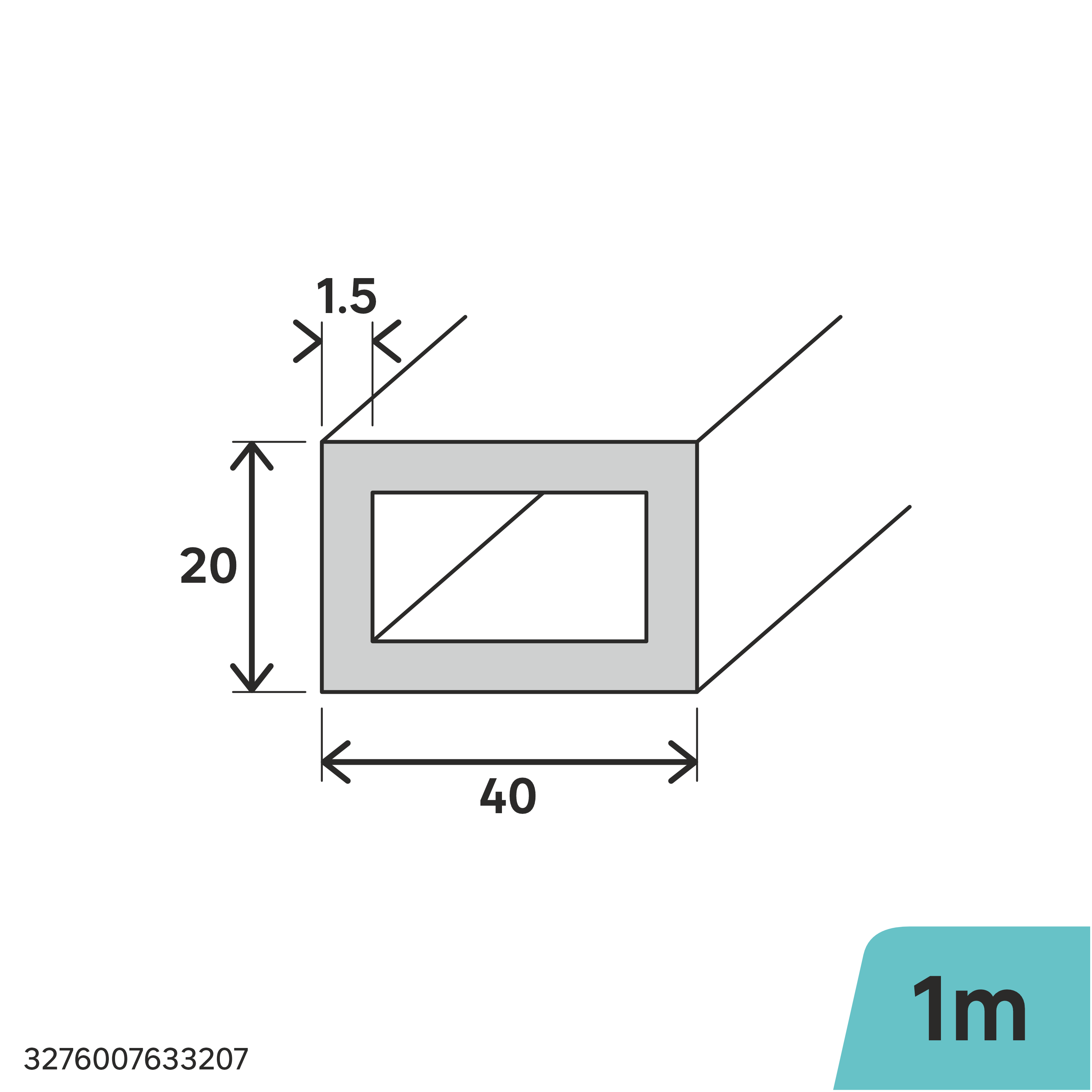 Perfil retangular tubo 40x20x1,5x1 aço - 2