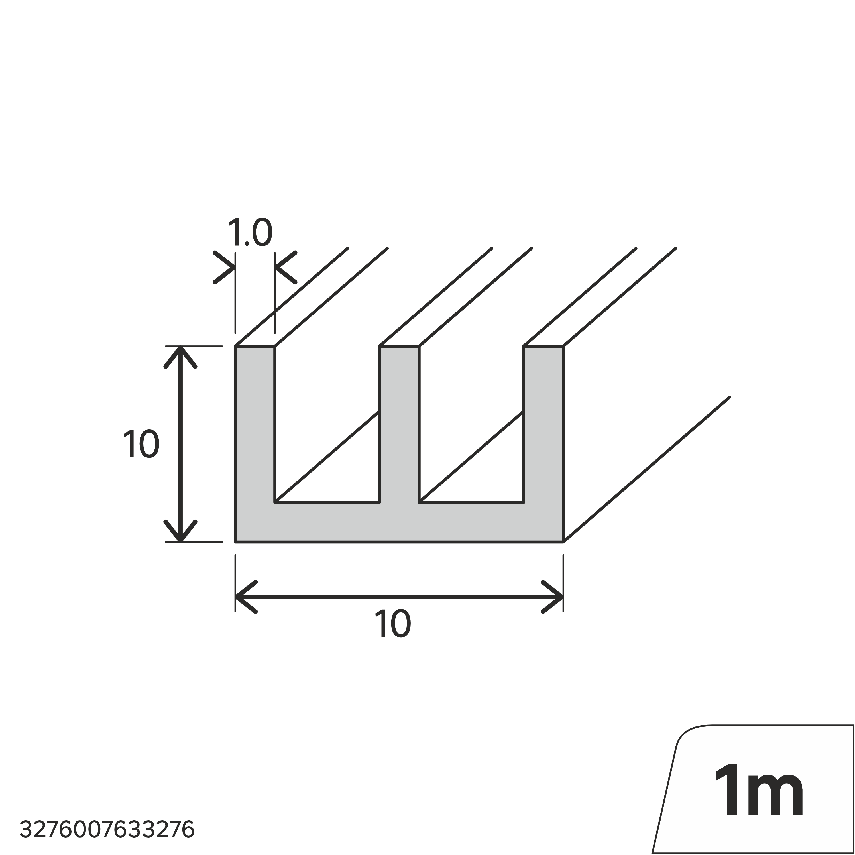 Perfil forma de doble U de PVC blanco STANDERS, Alt. 10 x An.10 mm x L.1 m - 2