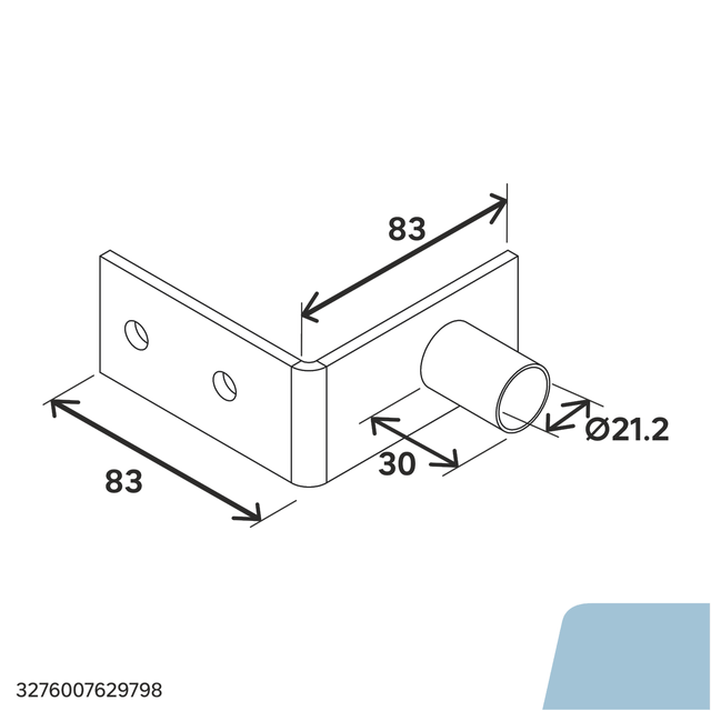 Connecteur acier fixation façade compatible tube rond ⌀25 mm