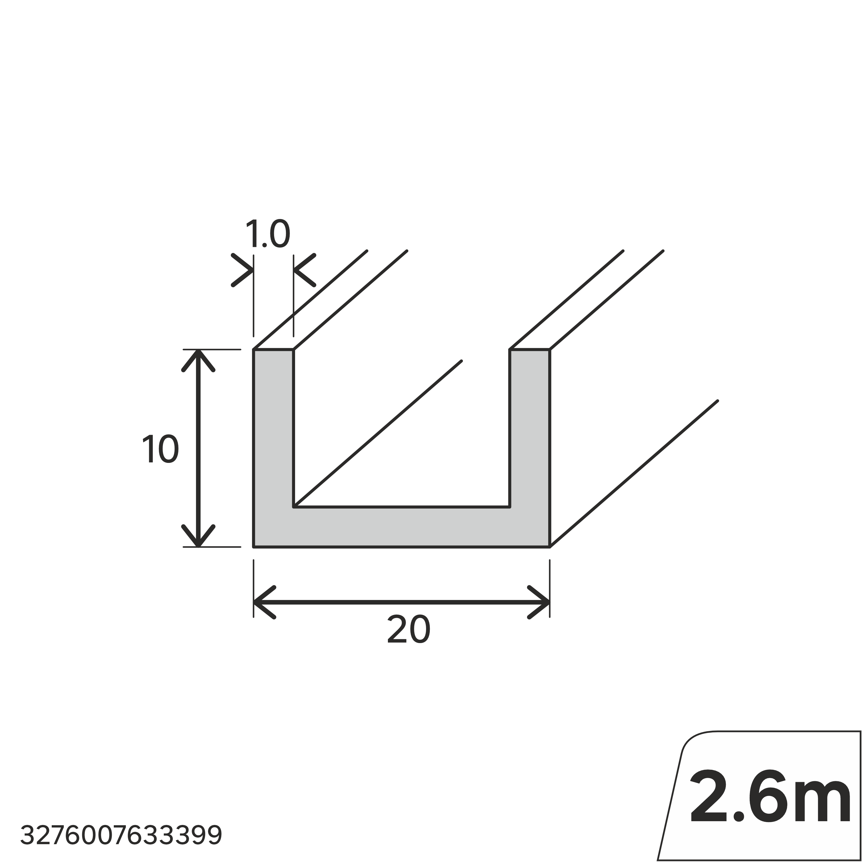 Perfil U PVC branco mate 10x20x1x2,6 cm Standers - 2