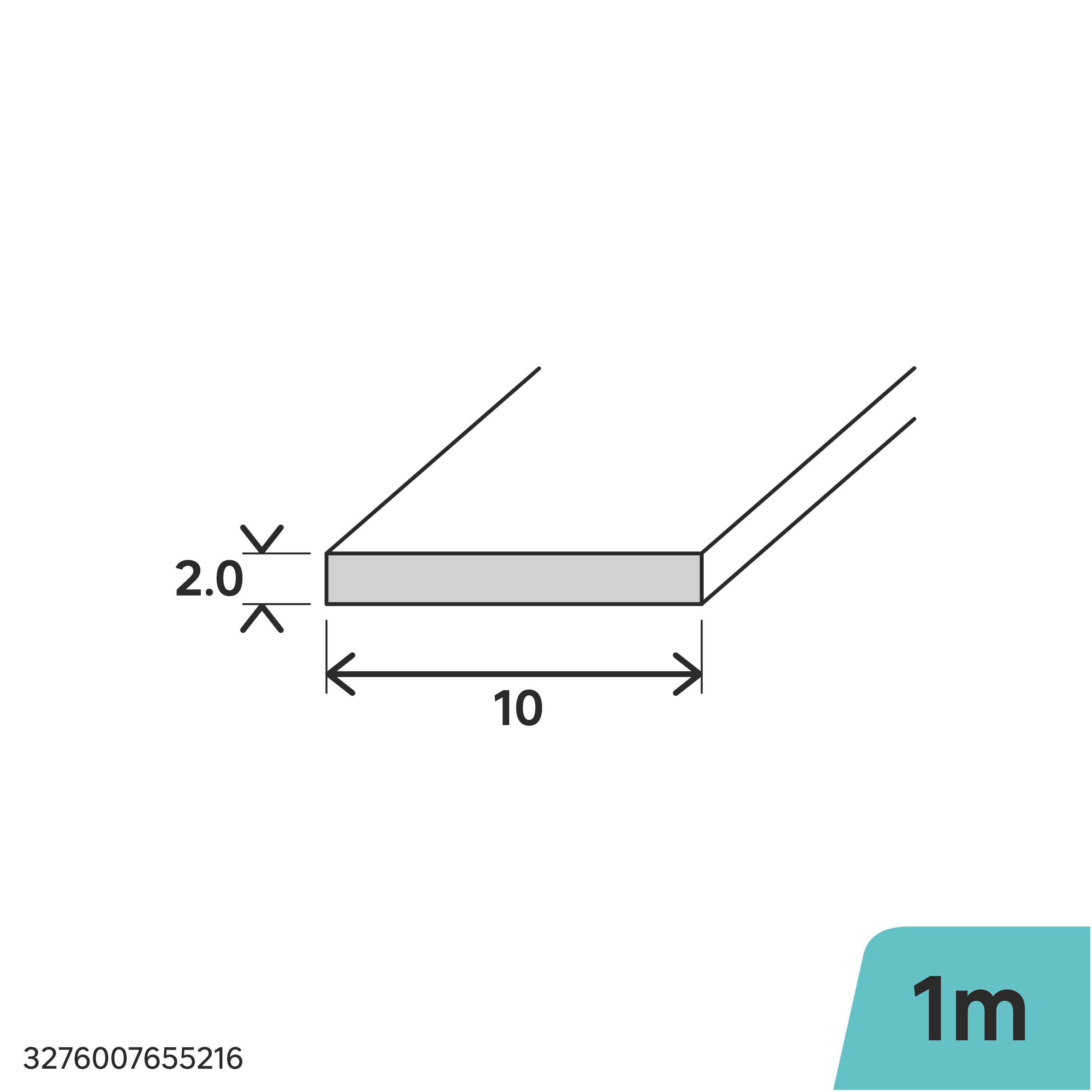 Perfil forma de plano de acero gris STANDERS, Alt. 2 x An.10 mm x L.1 m - 2