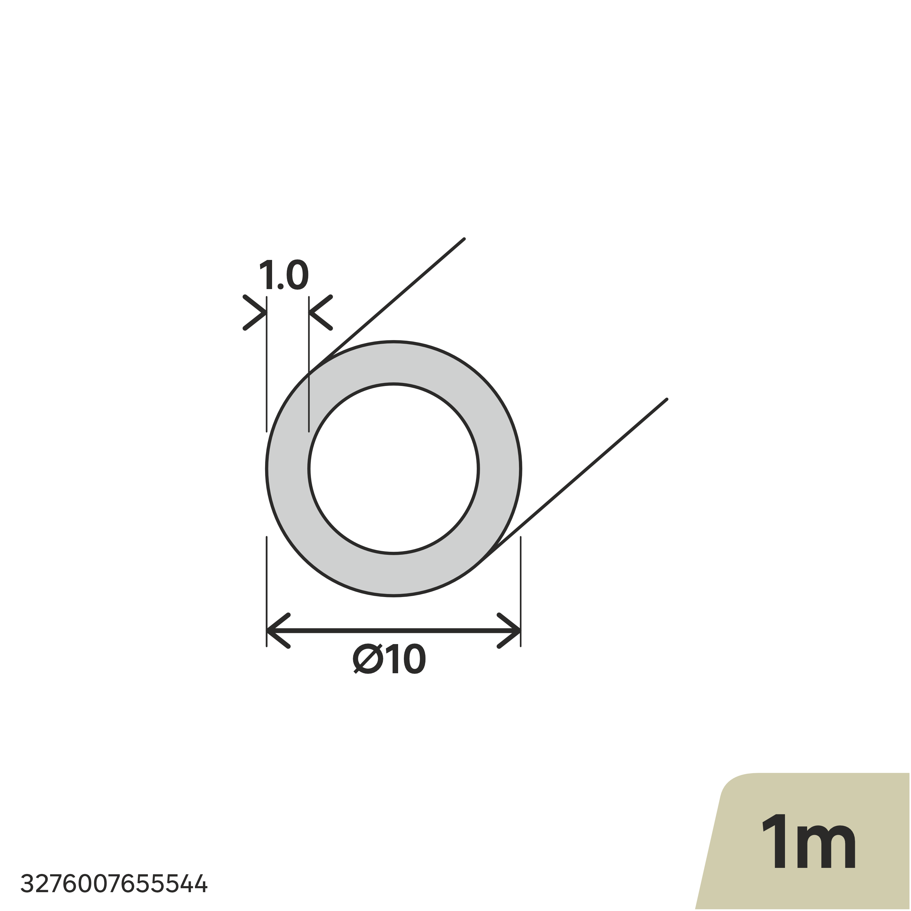 Perfil forma de redondo de aluminio en bruto gris STANDERS , ø 10 mm x L.1 m - 2