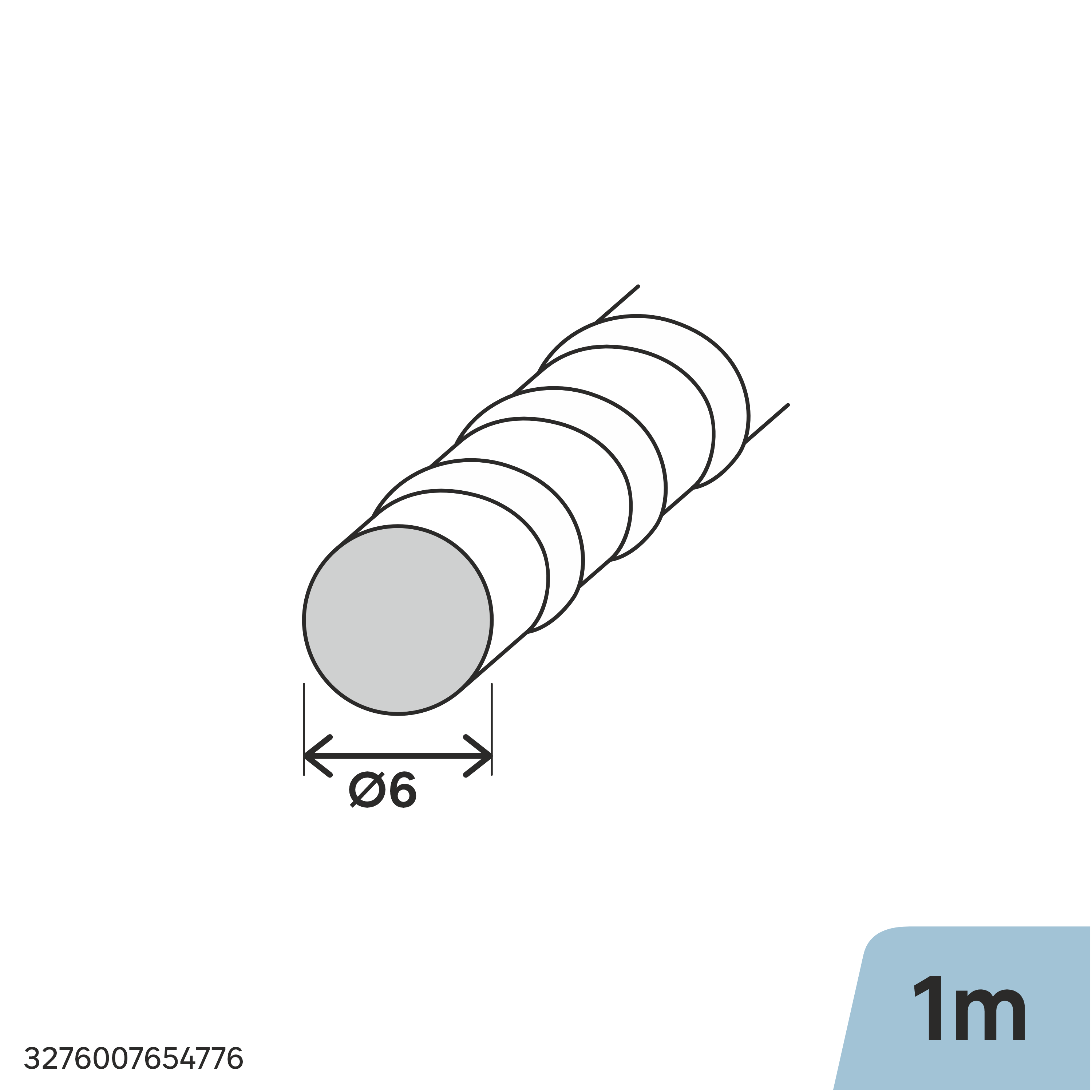 Perfil forma de redondo de acero caliente gris STANDERS , ø 6 mm x L.1 m - 2