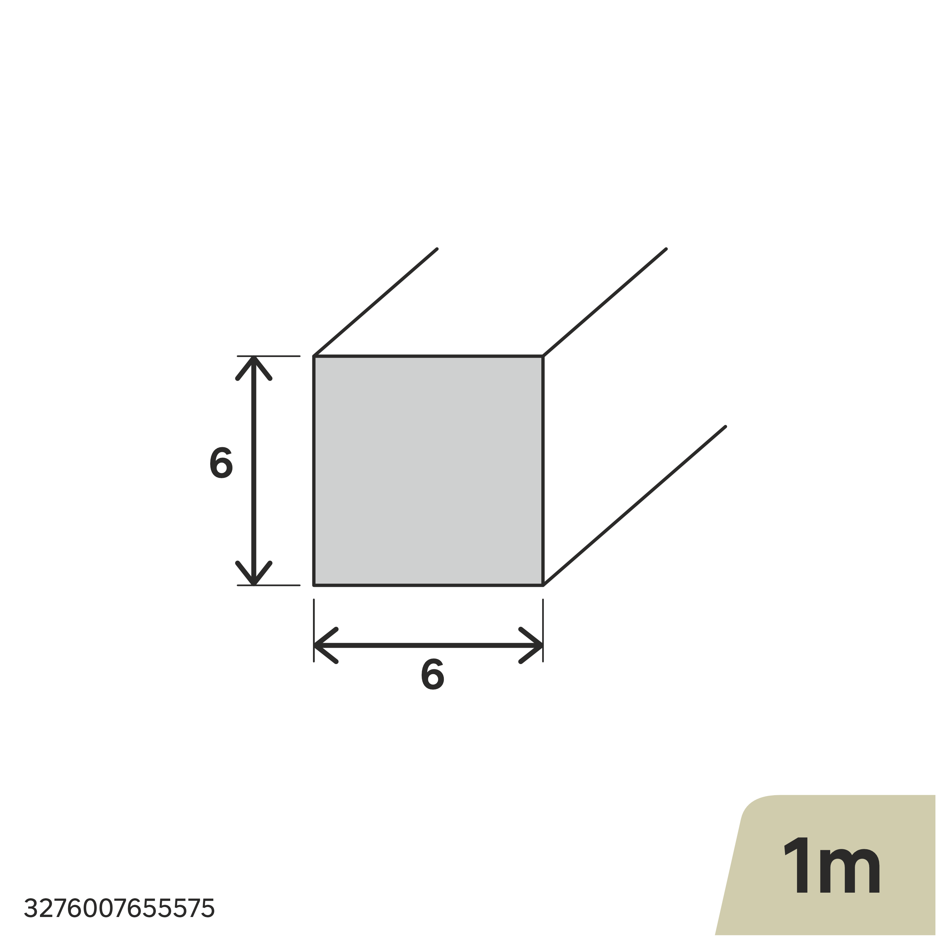 Perfil forma cuadrada de aluminio STANDERS, Alt. 6 x An 6mm x L.1 m - 2