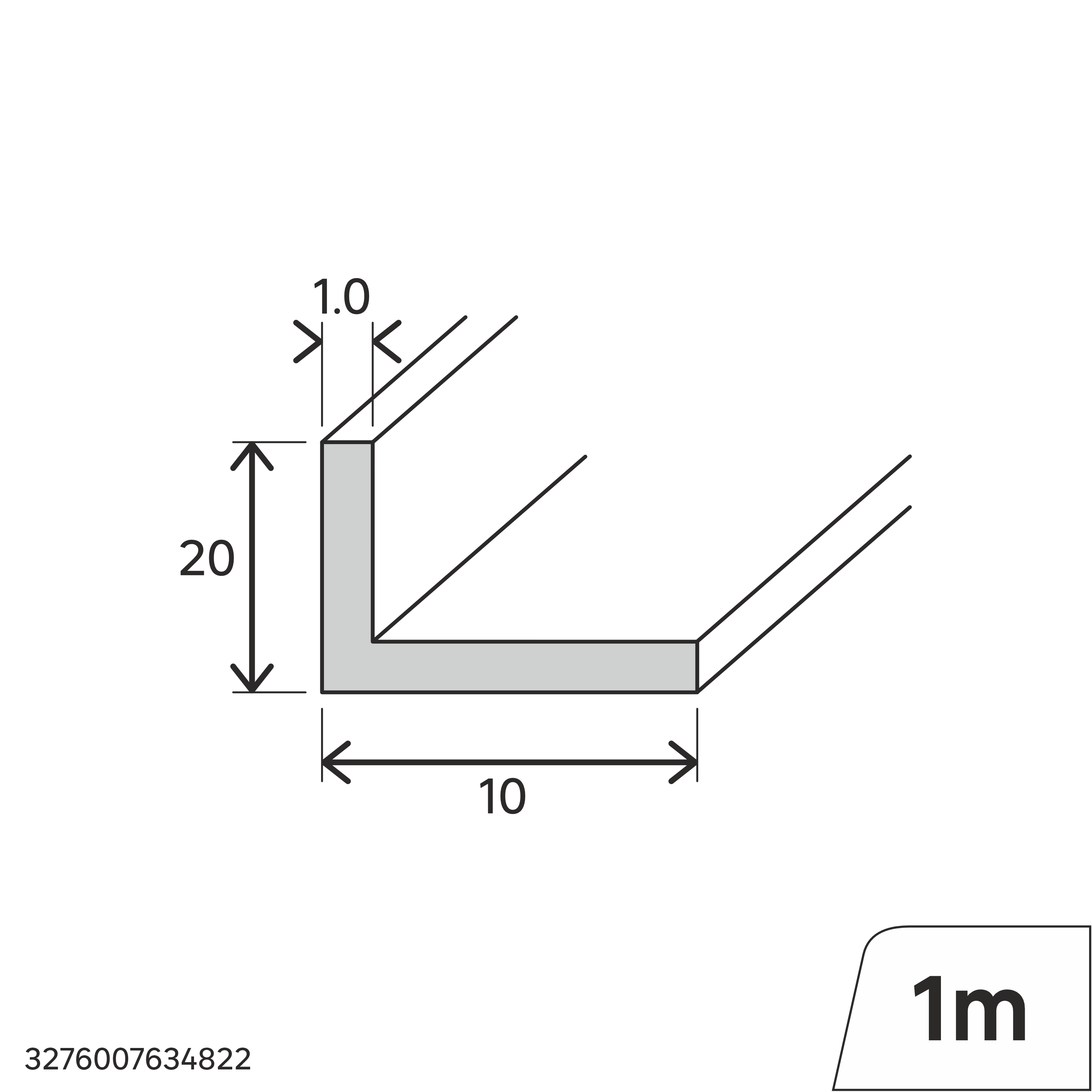 Kątownik pvc 1m 20x10x1 mm matowy biały Standers - 3
