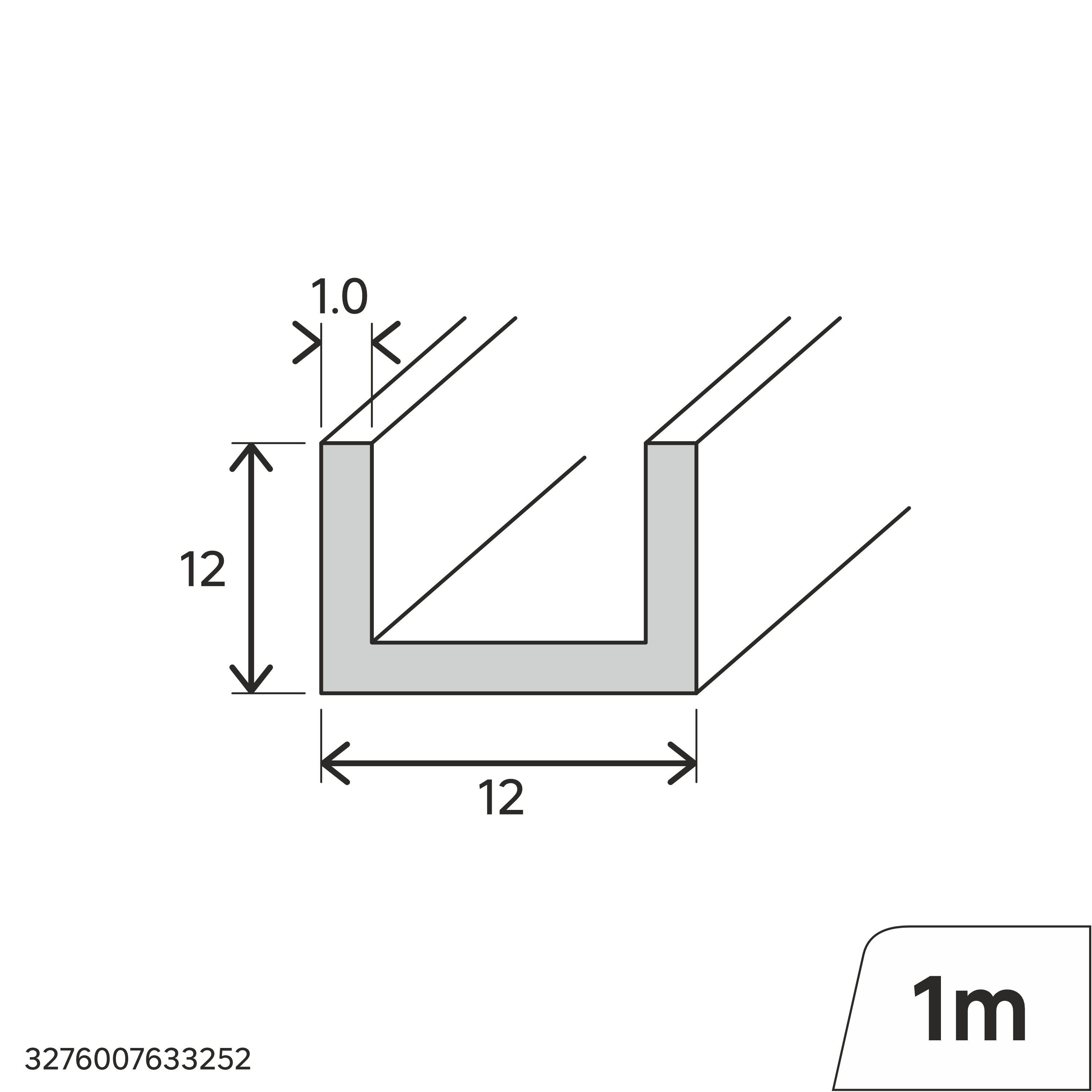 Ceownik pvc 1m 12x12x1 mm przezroczysty Standers - 3
