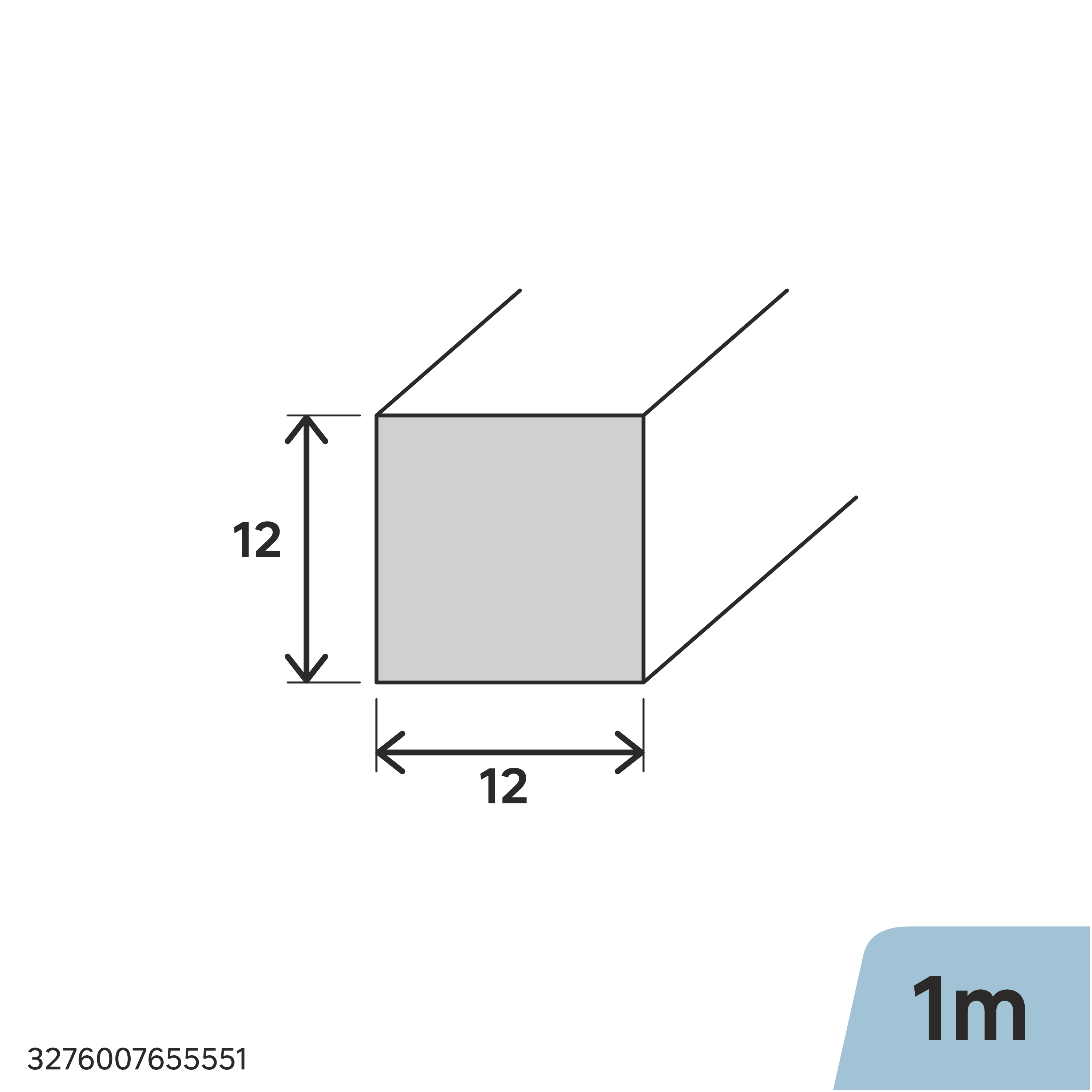 Perfil forma cuadrada de acero en bruto STANDERS, Alt. 12 x An 12mm x L.1 m - 2