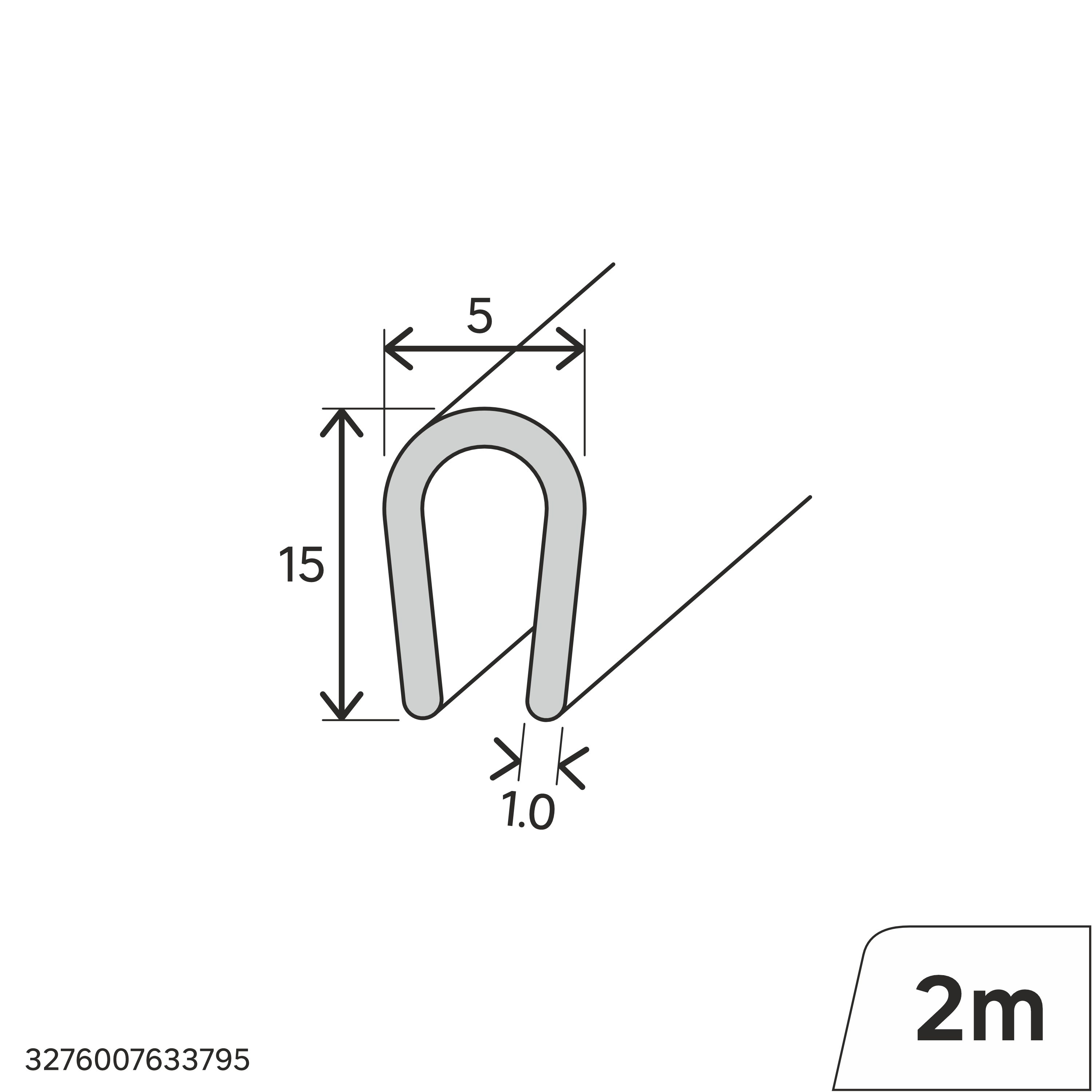 Perfil forma de sujetahojas de PVC blanco, Alt. 5 x An. 15 x L.2000 mm - 2