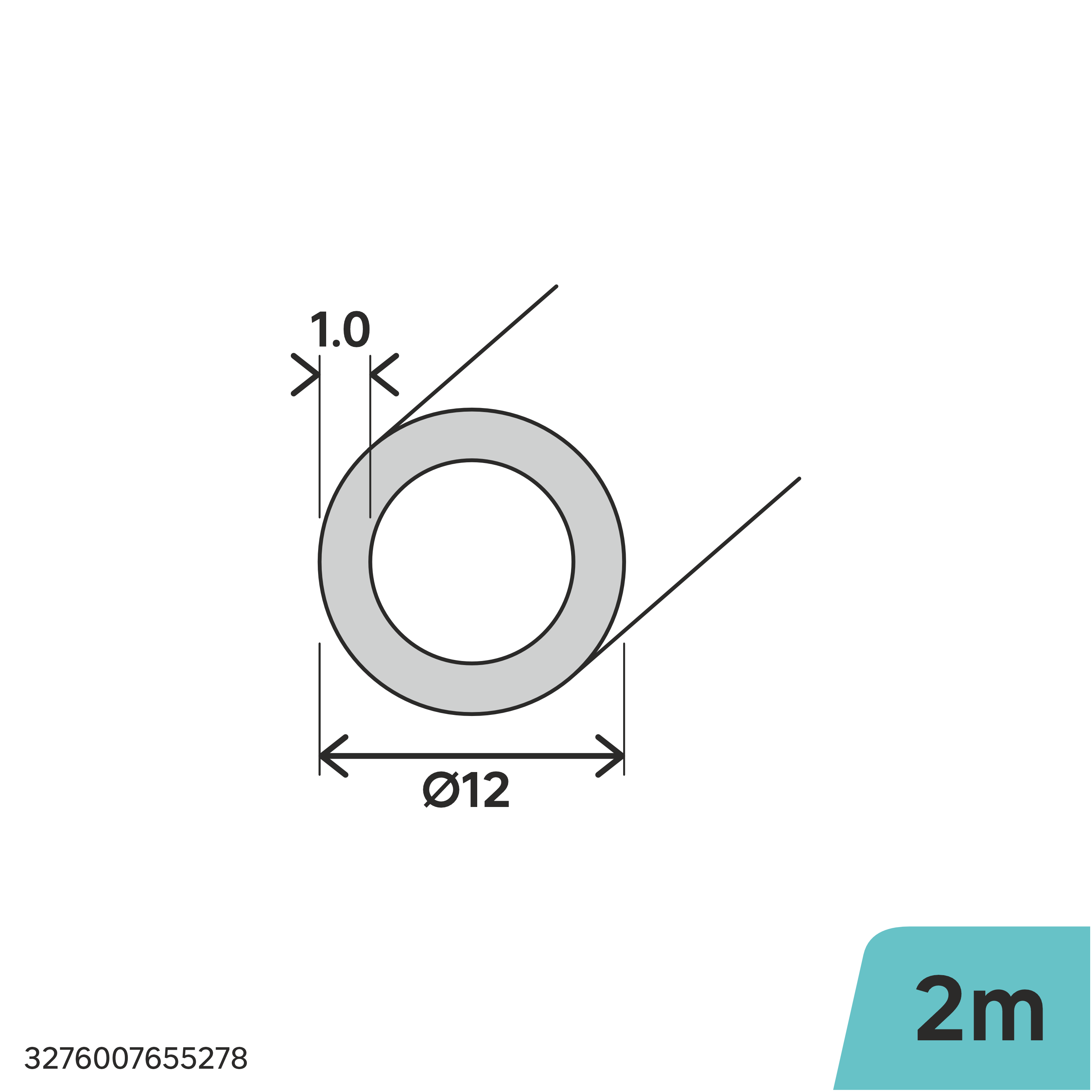 Perfil forma de redondo de acero frío gris STANDERS , ø 12 mm x L.2 m - 2