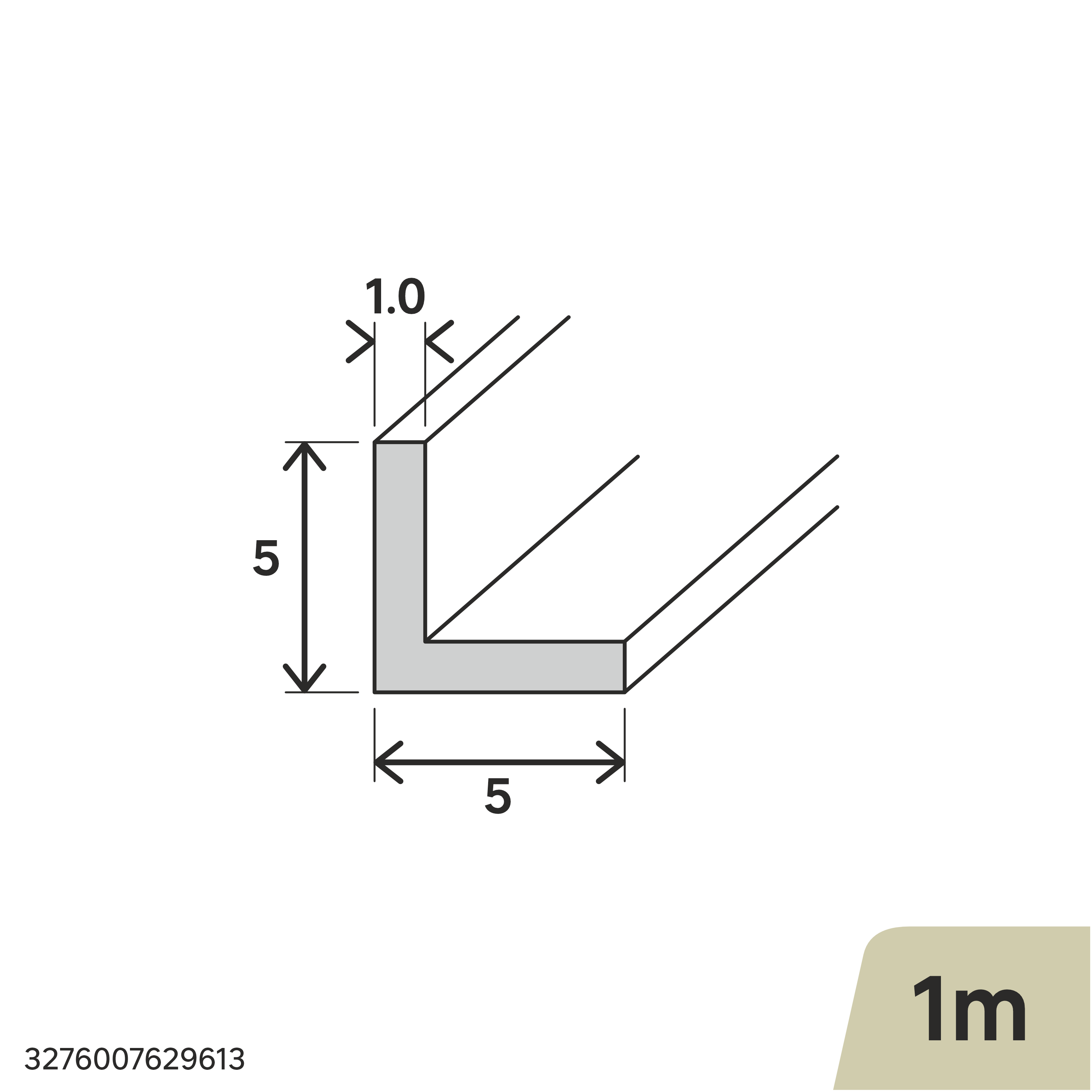 Perfil Perfil interior e exterior alumínio 5x5x1x1 cm Standers - 4