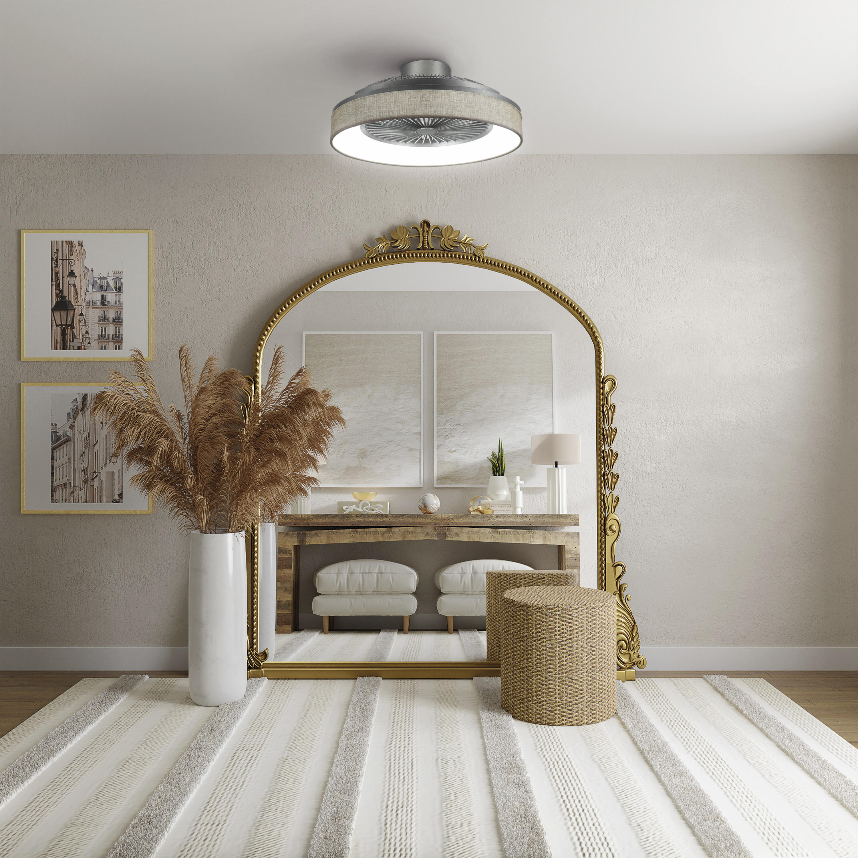 Ventilateur de plafond avec éclairage led, Indri, D53 cm, SULION, tissu - 2