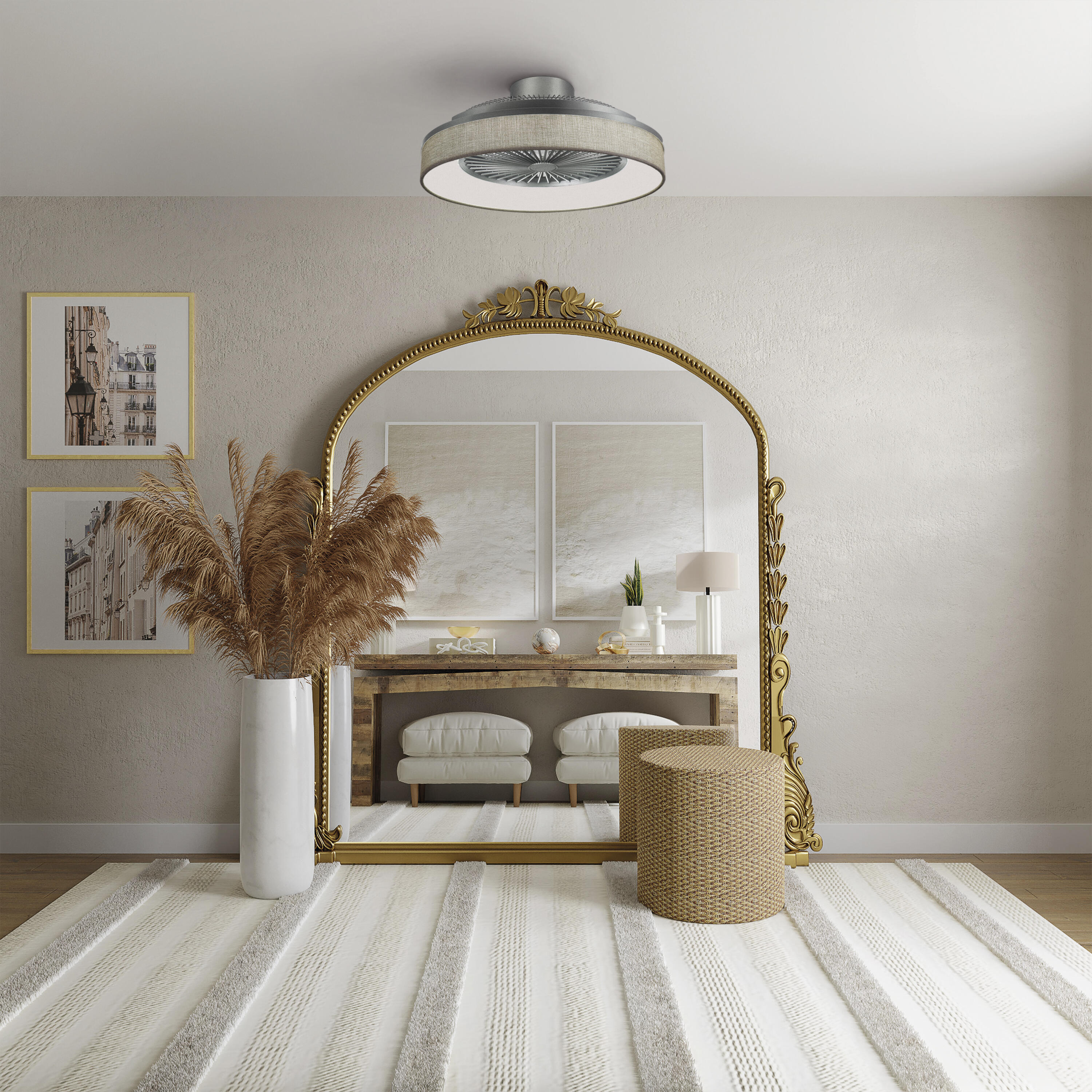 Ventilateur de plafond avec éclairage led, Indri, D53 cm, SULION, tissu - 3