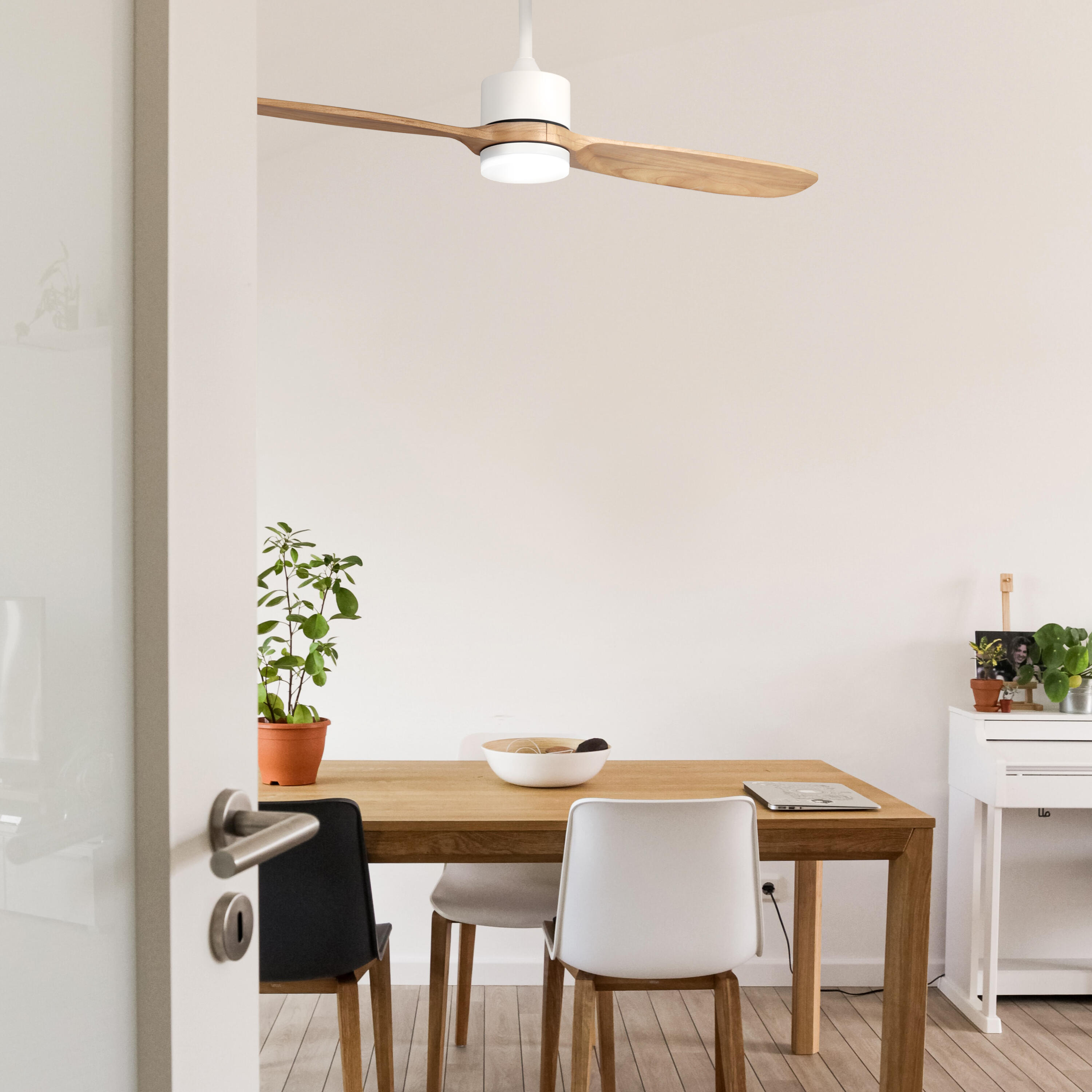 Ventilateur de plafond avec éclairage led, Bambu, D132, SULION, bois - 2