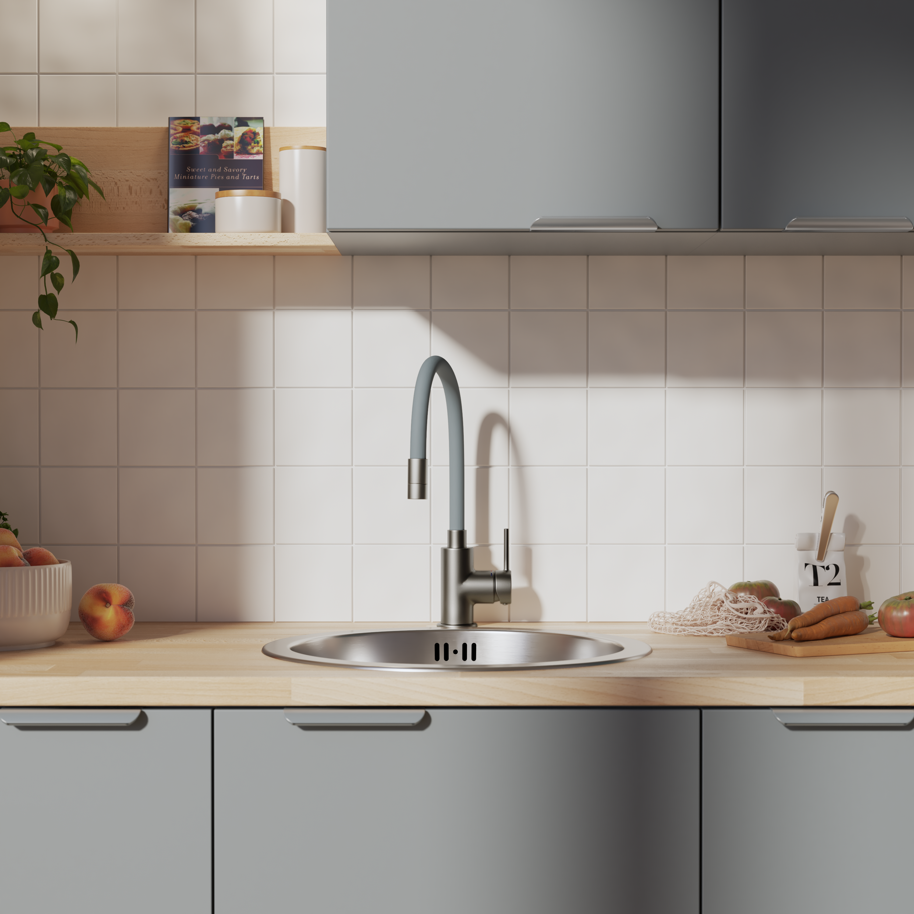 Robinet de cuisine avec bec flexible DELINIA Eleki gris - 8