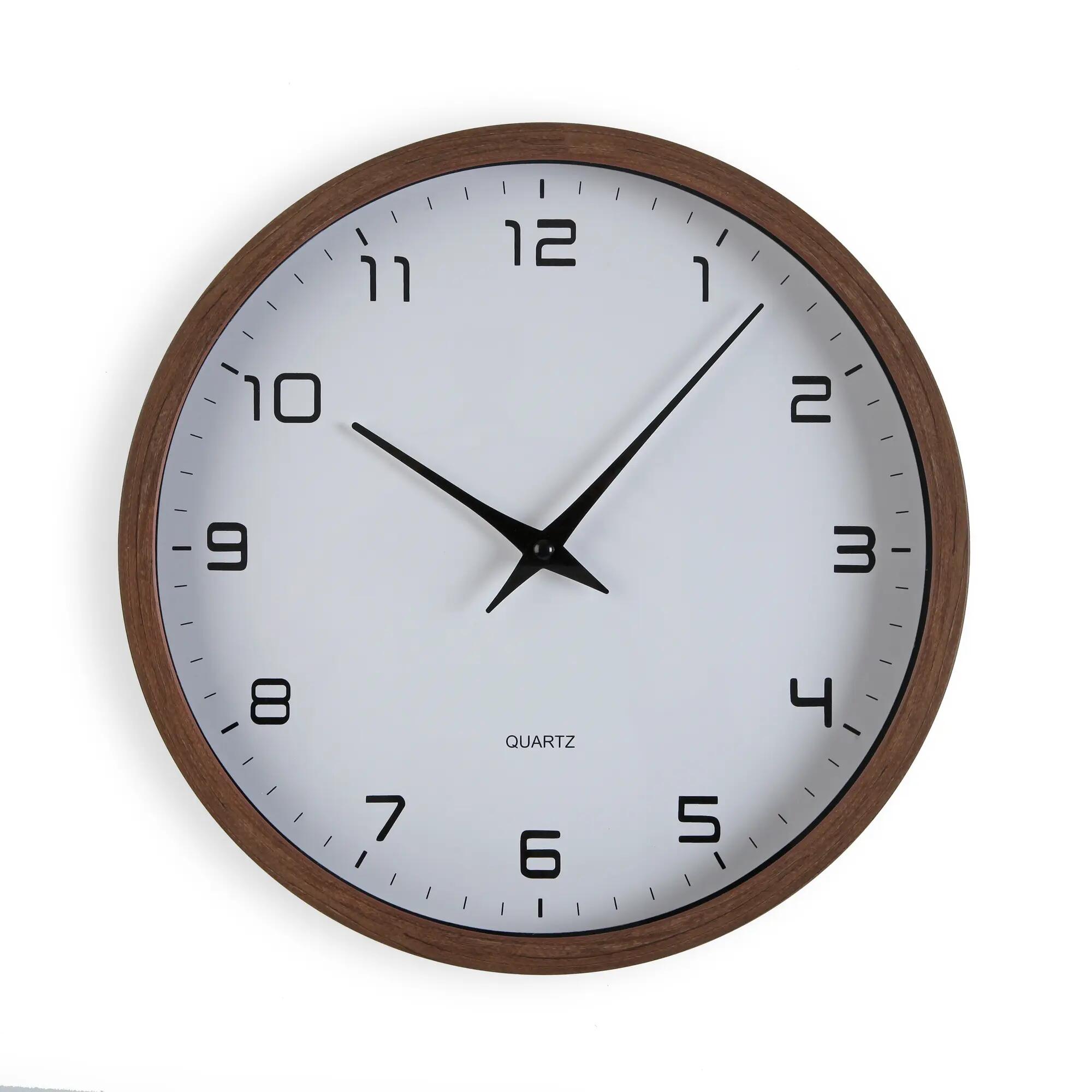 Reloj eco madera redondo blanco versa de 30 cm