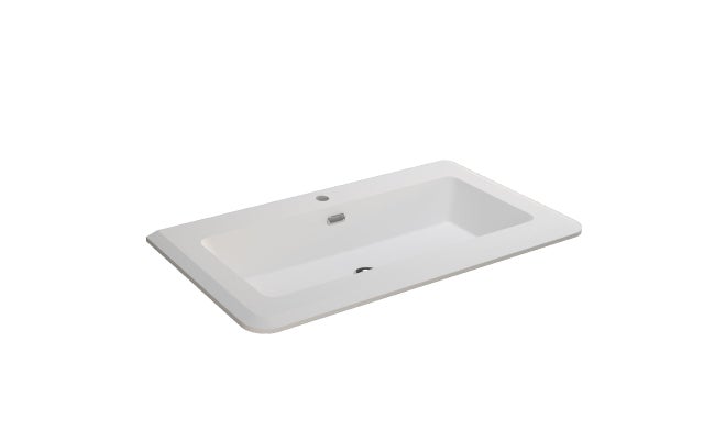 Lavabo a incasso rettangolare Bohemia H 2 cm in resina bianco