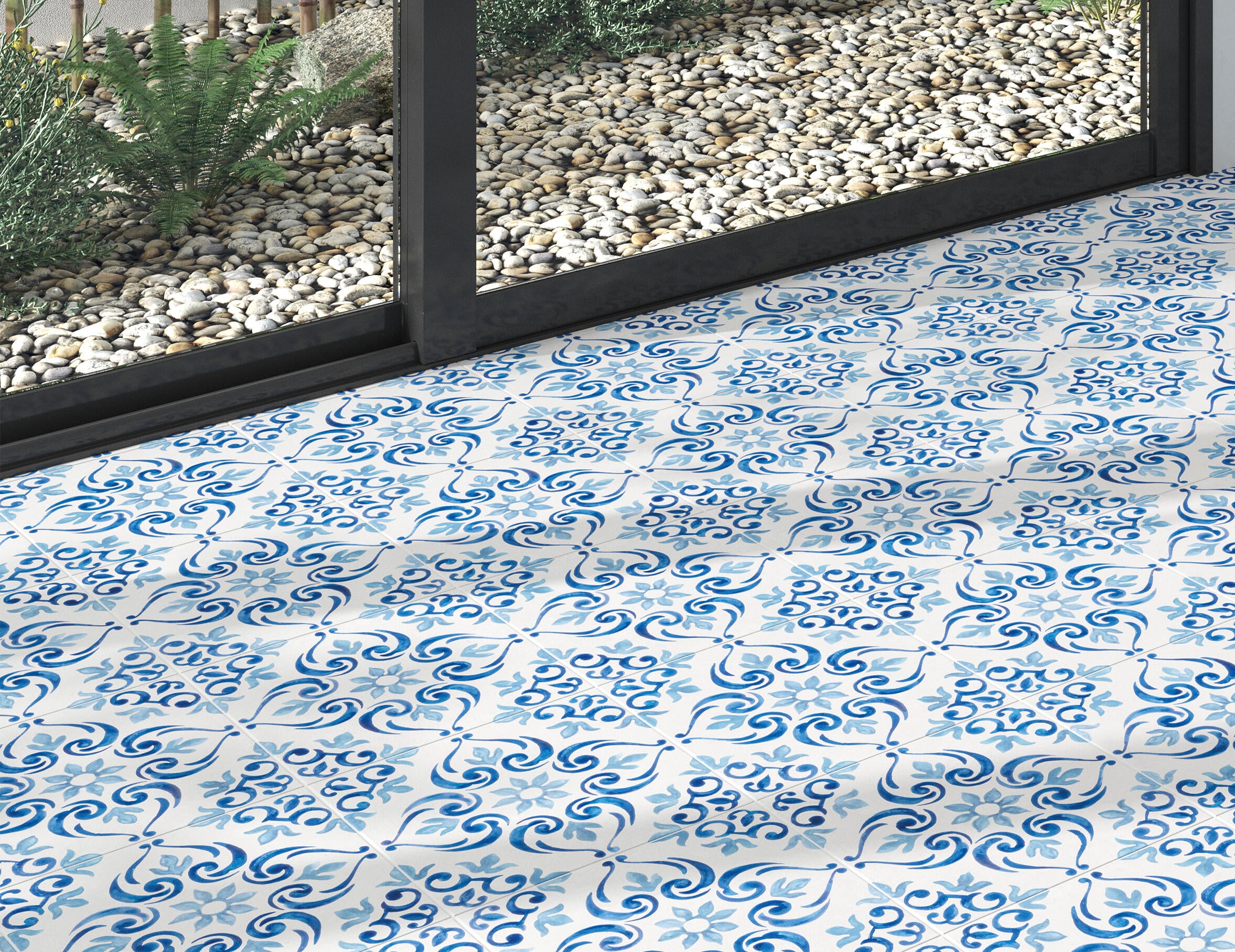 Suelo/azulejo porcelánico naval efecto hidráulico bloom 22.3x22.3 cm c2
