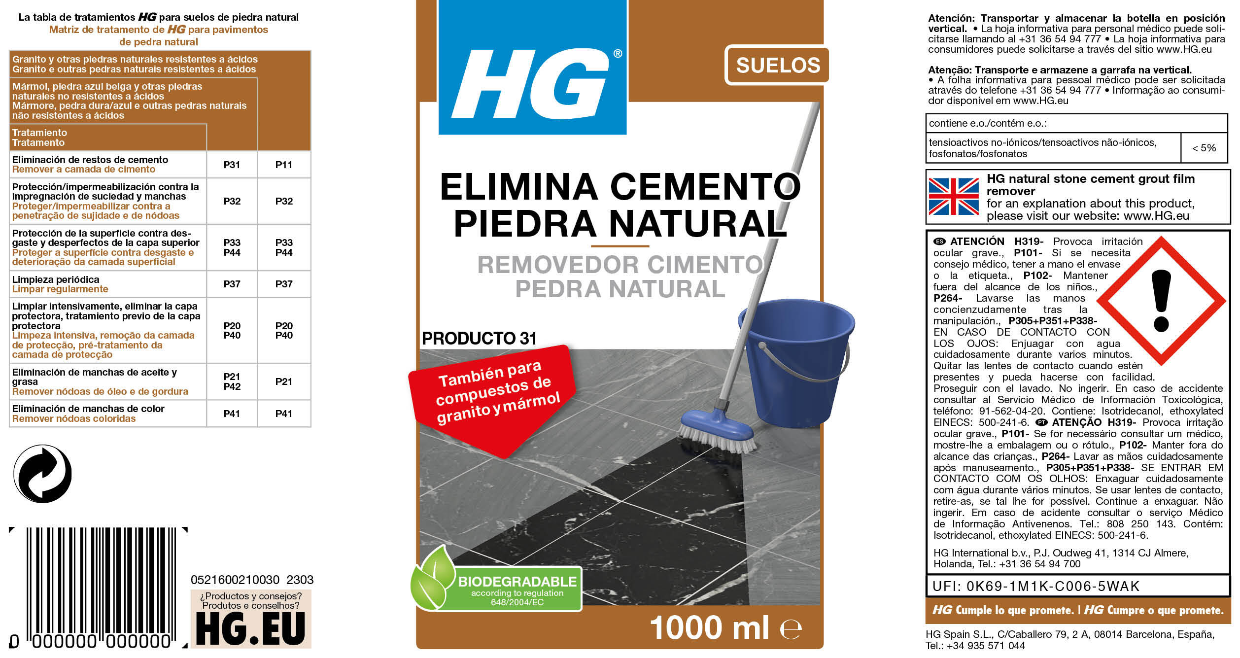 Elimina cemento mármol 1 litro el Paso - La Botiga del Manetes