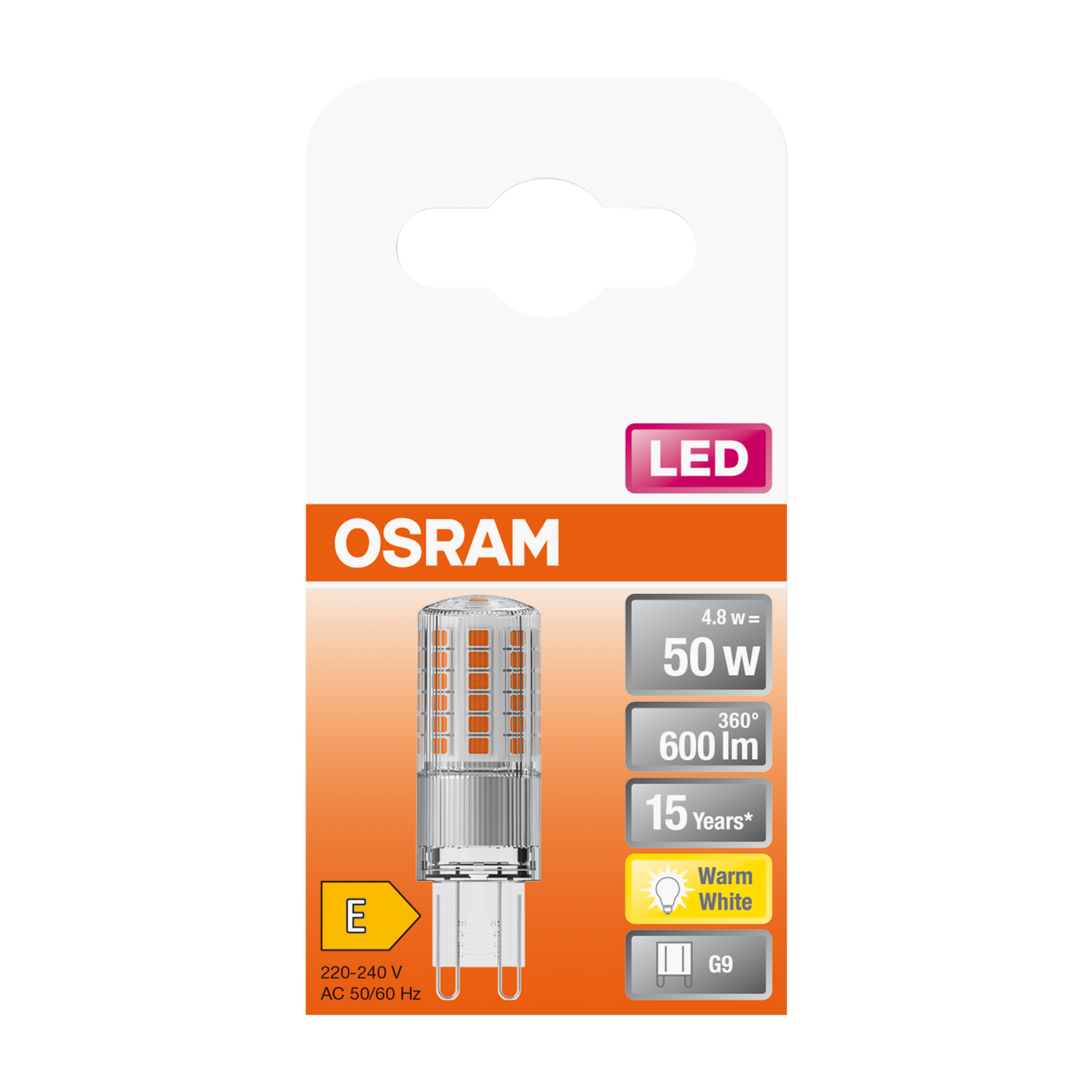 Żarówka LED G9 4,8 W = 50 W 600 lm Ciepła biel Osram - 4