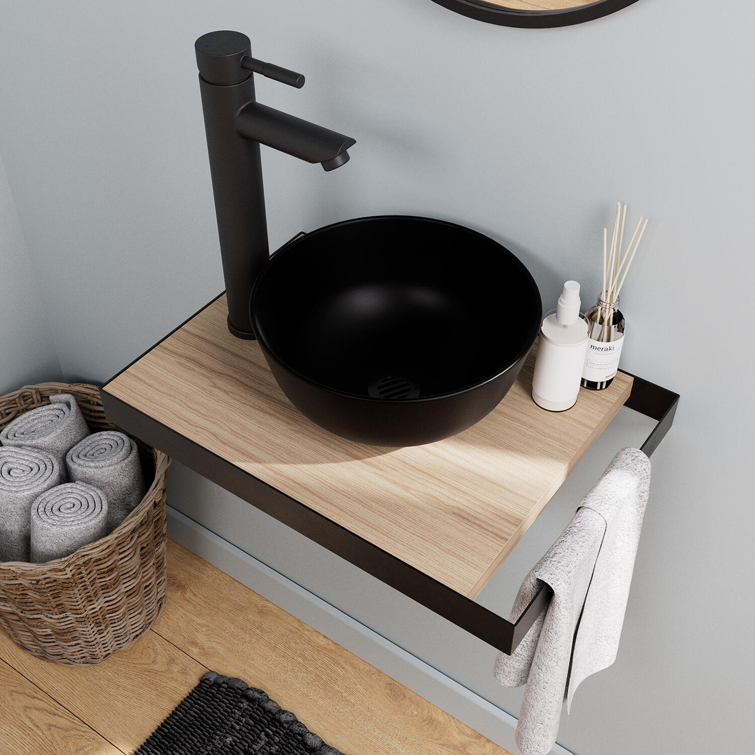 Vasque à poser céramique rond Copa Diam.26 cm noir satiné - 4