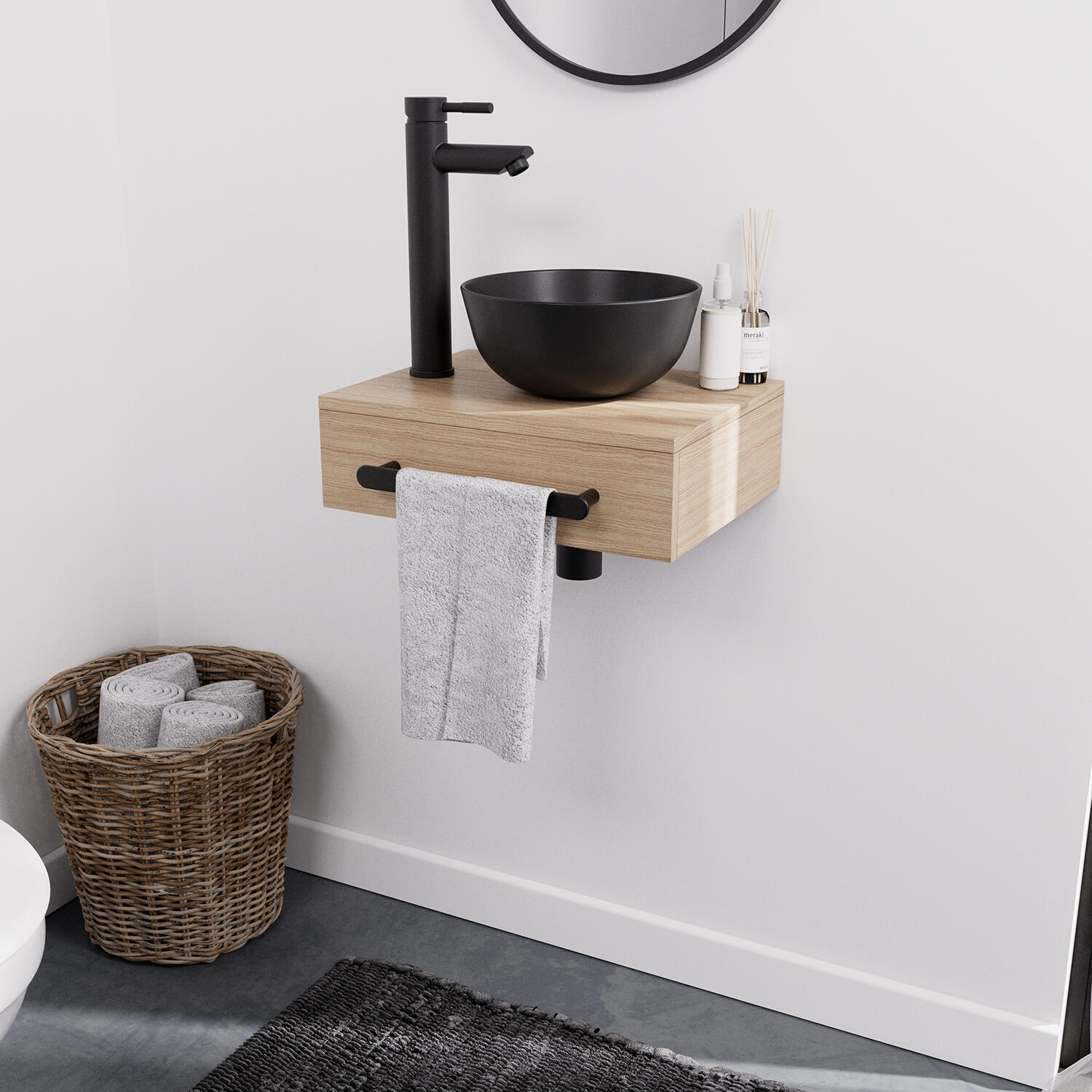 Etagère murale en bois coloris blanc mat - L.150 x H.22 x P.22 cm