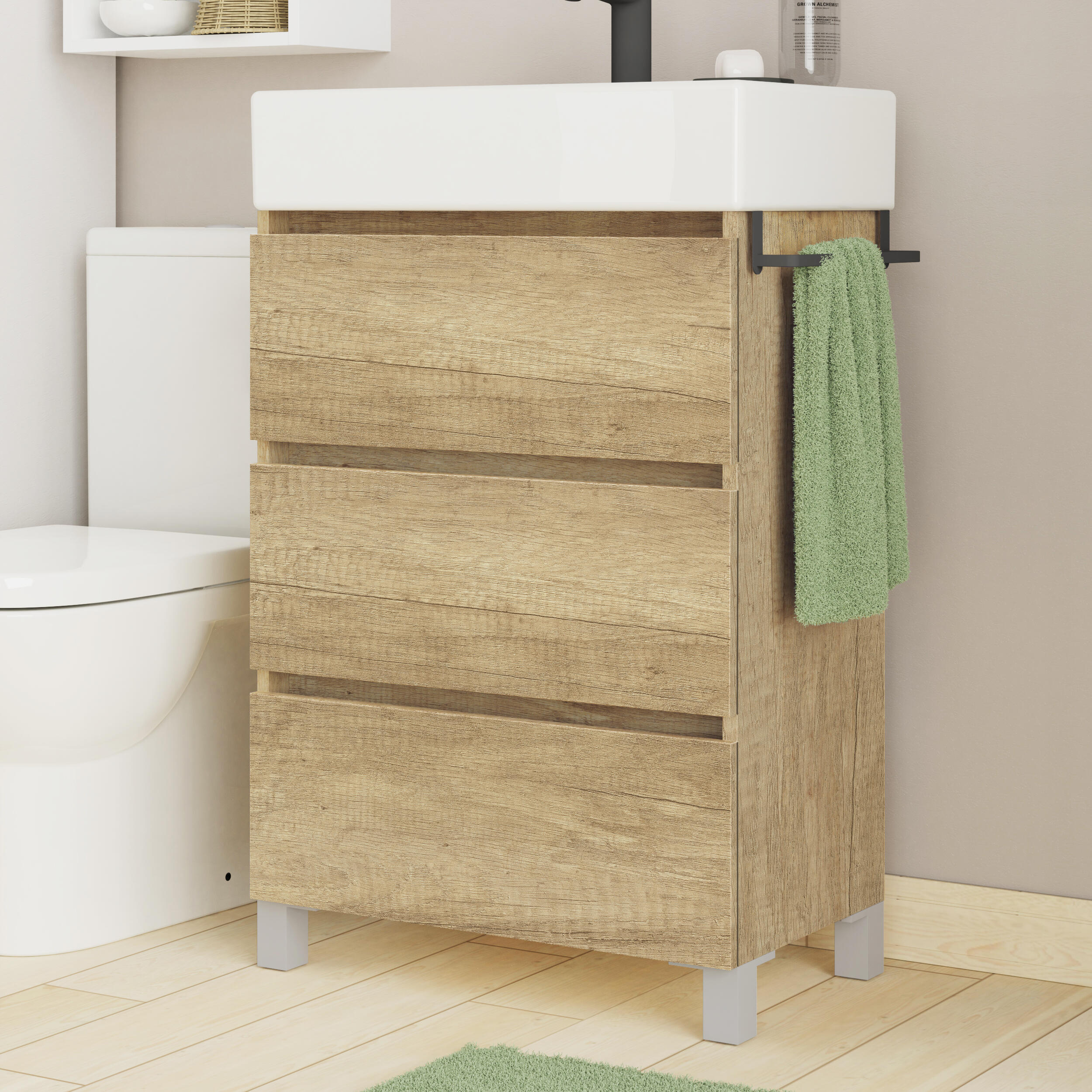 Mueble de baño con lavabo espacio 3c olmo mate 60x36 cm