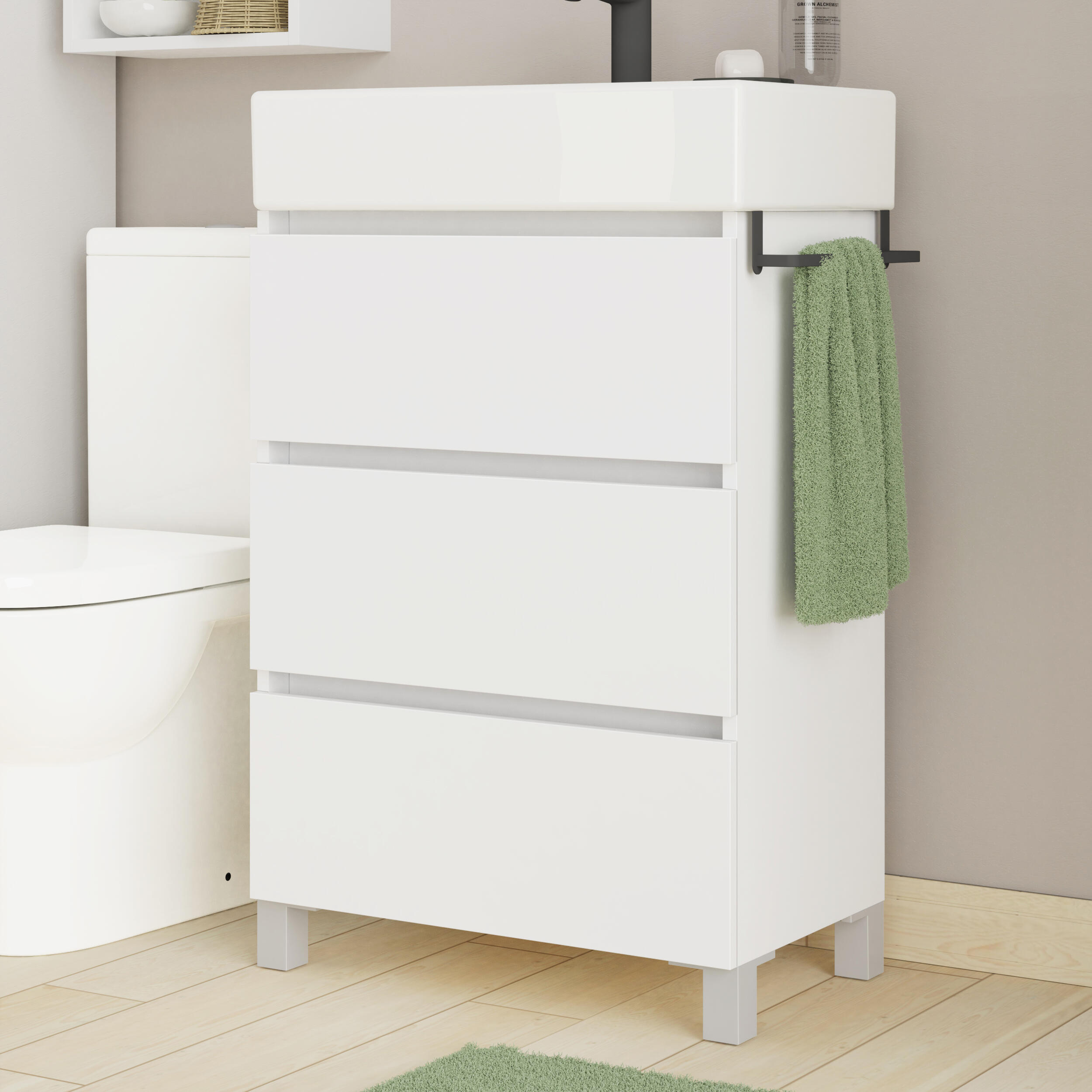 Mueble de baño con lavabo espacio blanco mate 60x36 cm