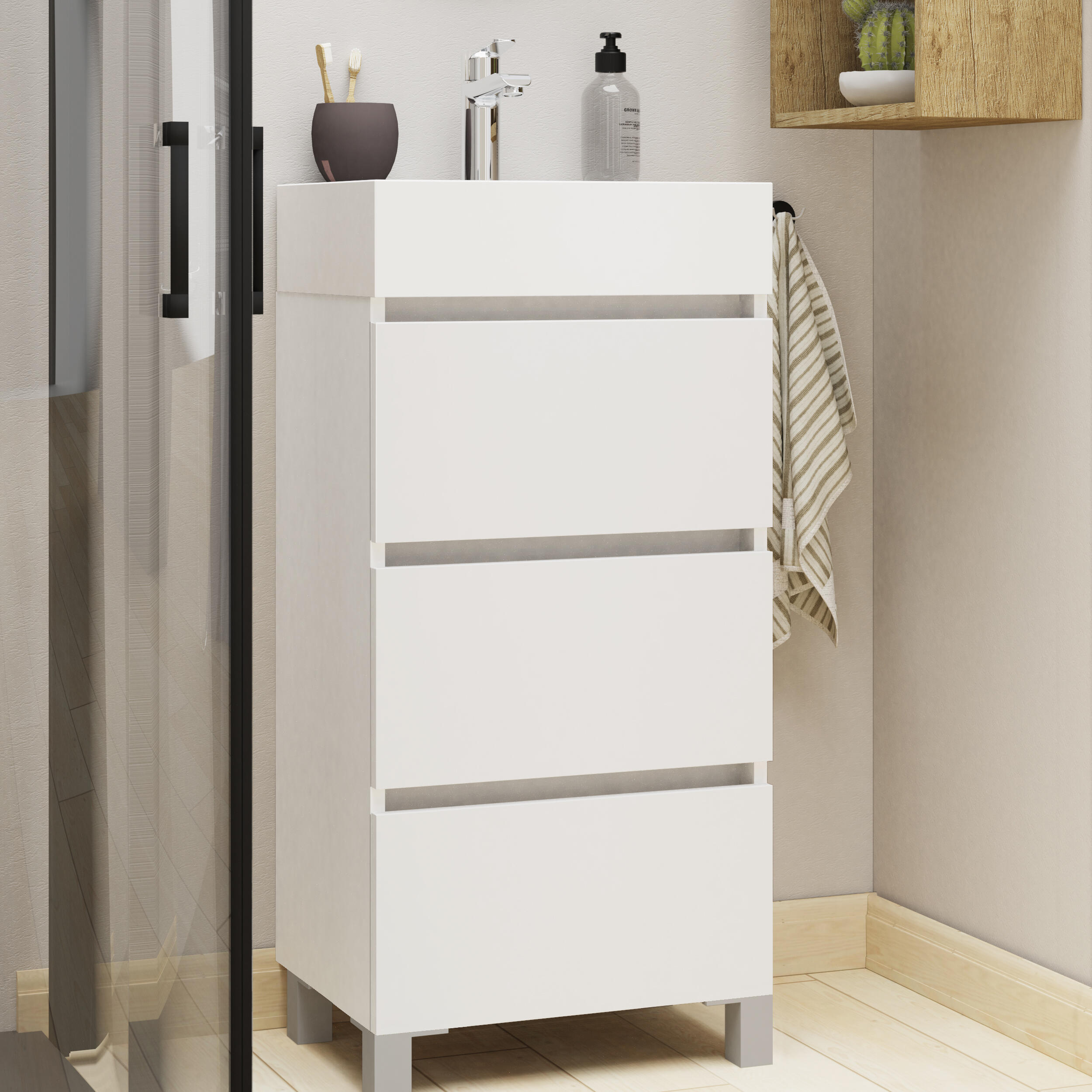 Mueble de baño con lavabo espacio blanco mate 45x36 cm