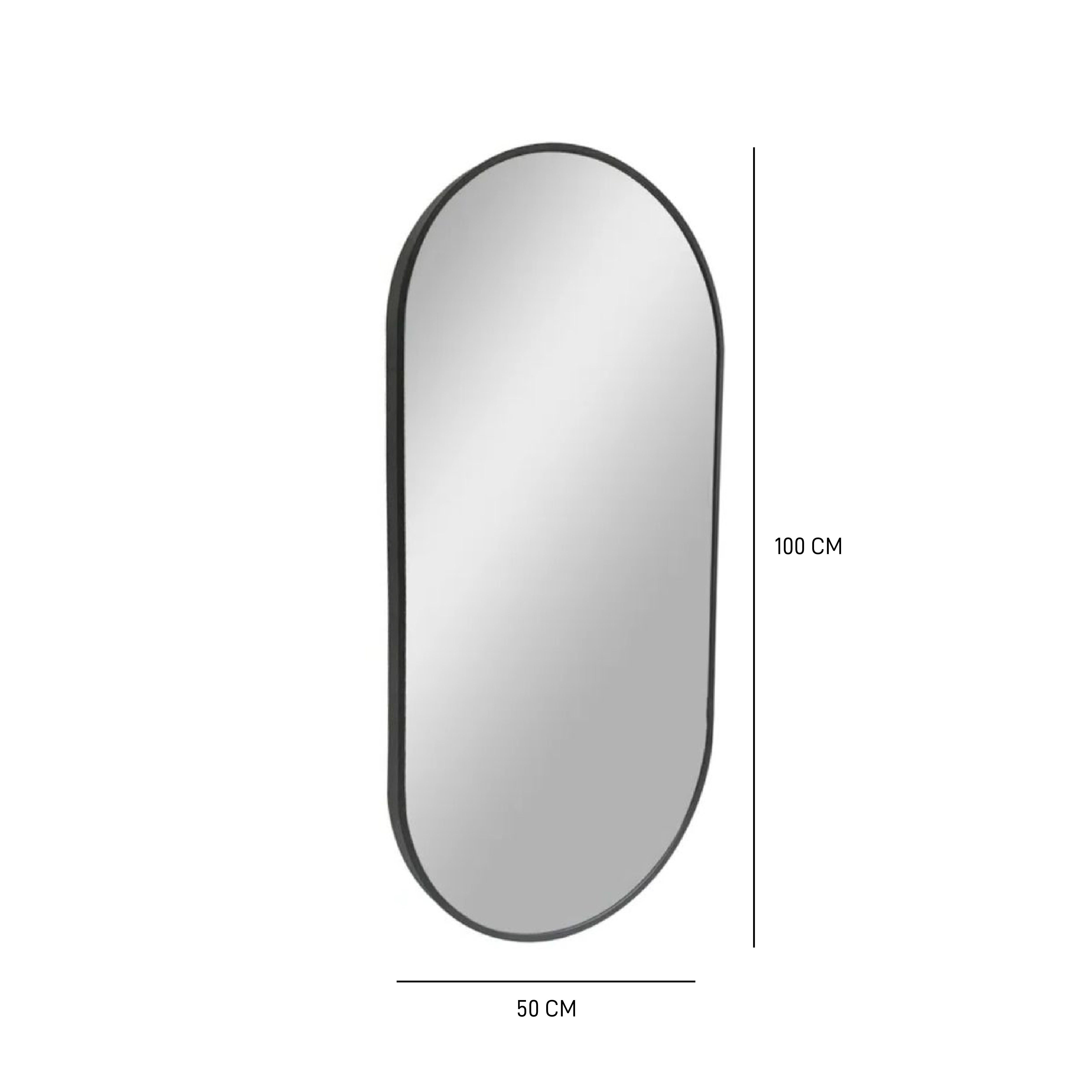 Specchio ovale in pvc nero 50 x 100 cm - 3