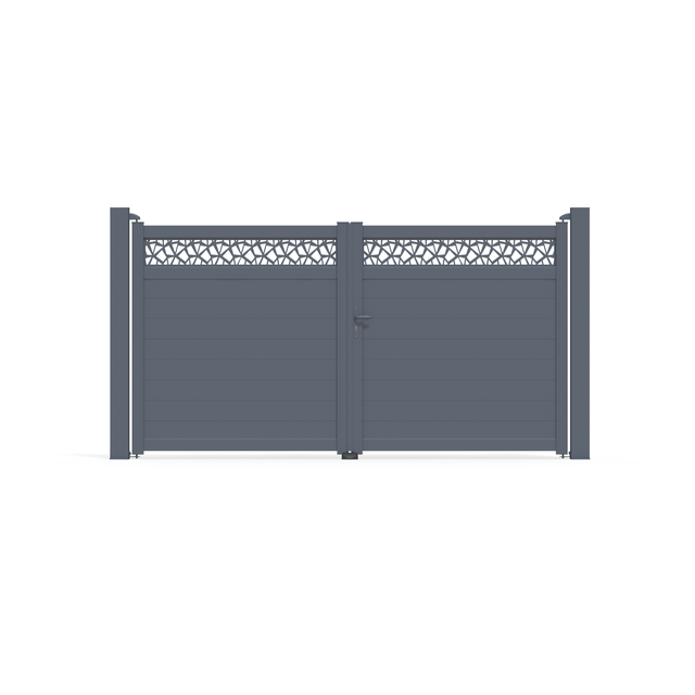 Portail battant alu horizo polygo, mix-it gris zinc Klos up!, l.299 x H.170.5 cm