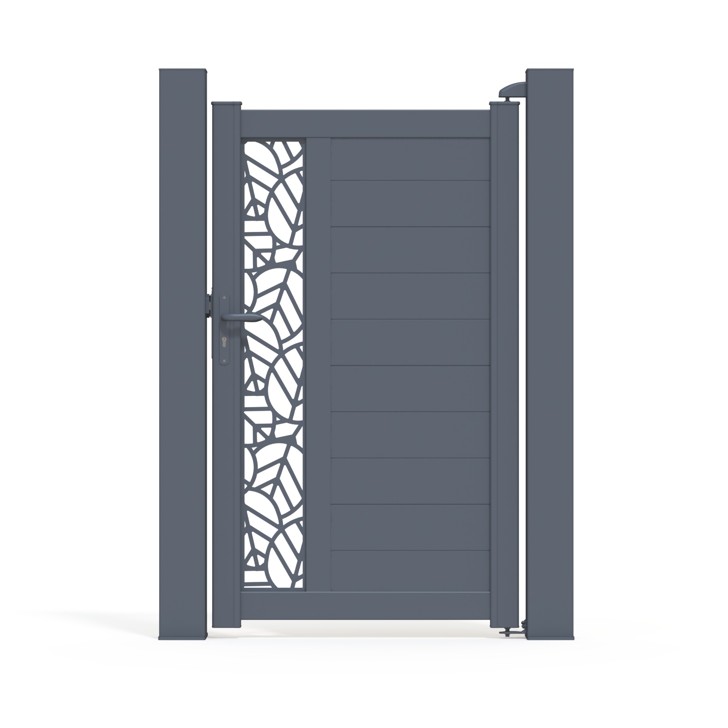 Portillon battant Decor tek vertical mixit gris zinc, KLOS UP, l.99 x H.170.5 cm