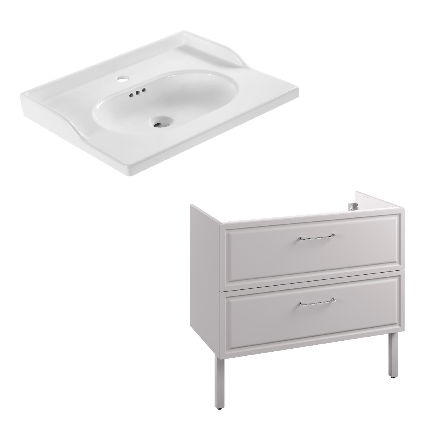 Lavabo a incasso rettangolare vasca centrale Charm L 91.8 x H 20 x P 49.7 cm in ceramica bianco satinato - 12