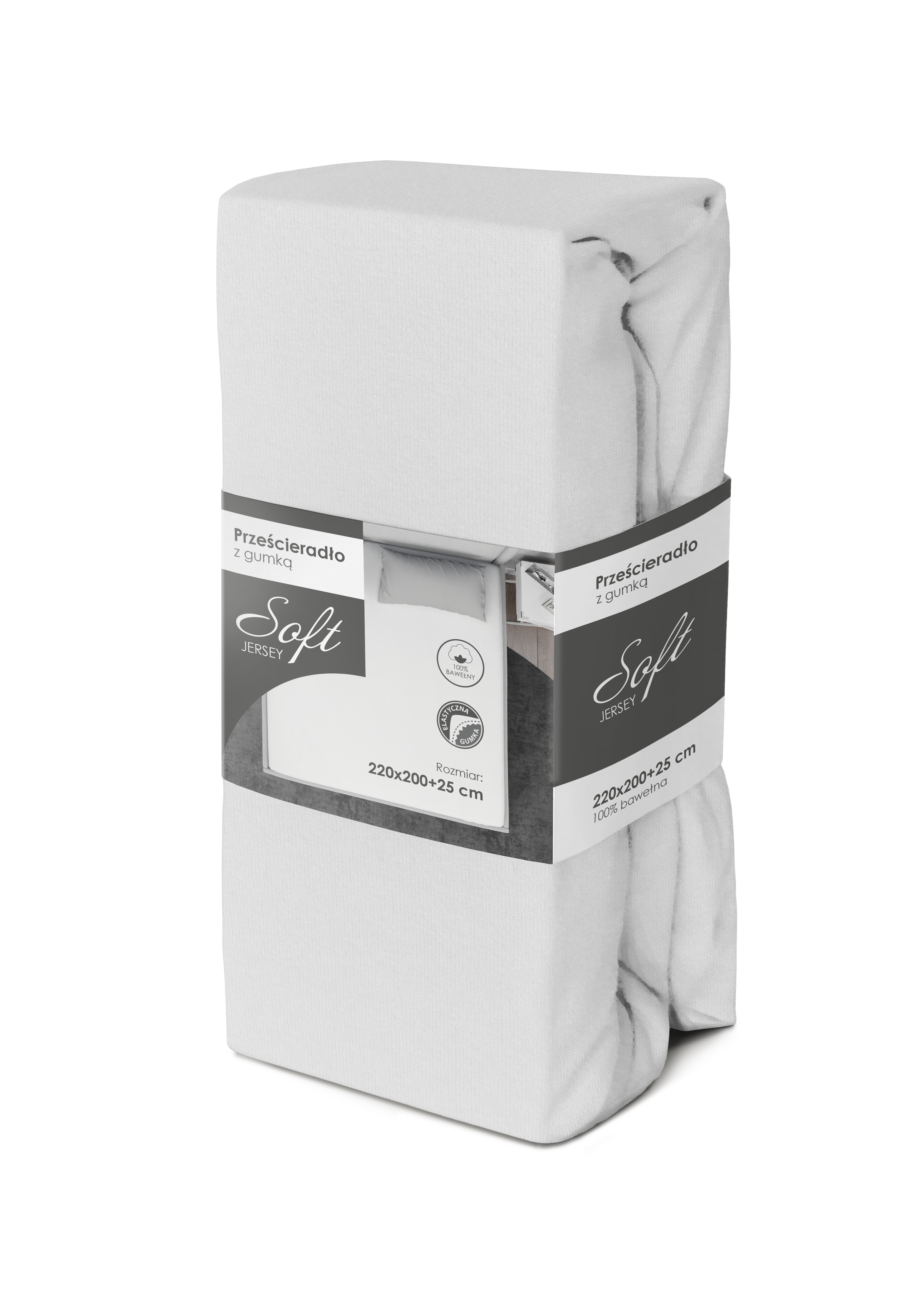 Prześcieradło z gumką Jersey Soft białe 200 x 220 cm - 4