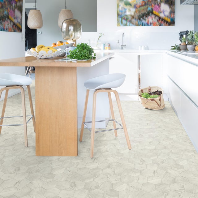 Pavimento vinílico a rolo Texline Nature Hexa Cream forte Gerflor 2.5 mm branco 4 m