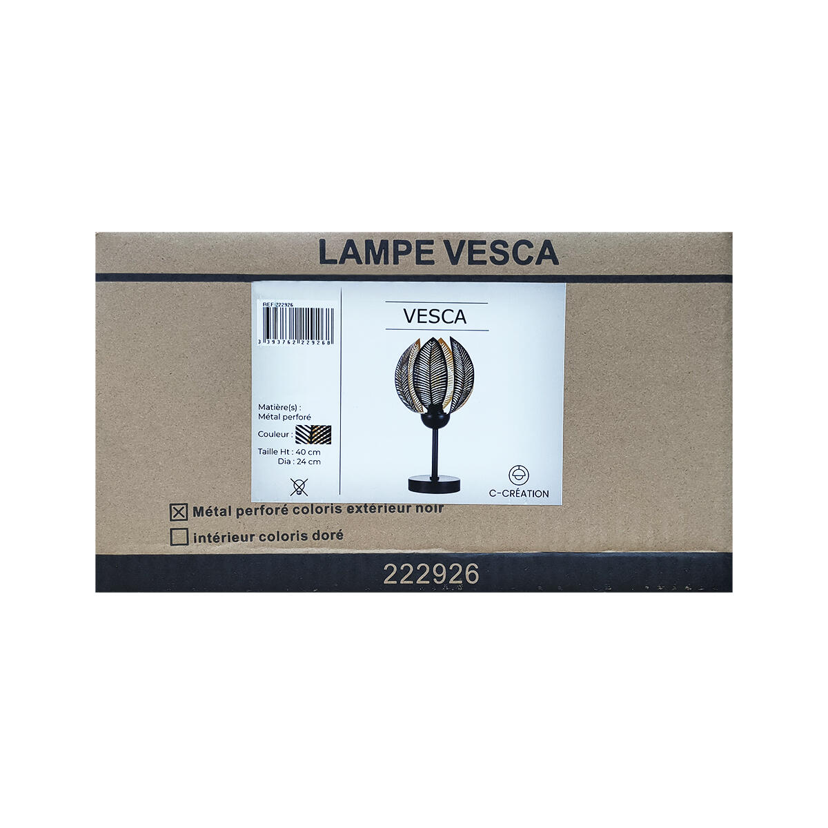 Lampe Vesca, acier, noir, H.40 cm, E27 - 7