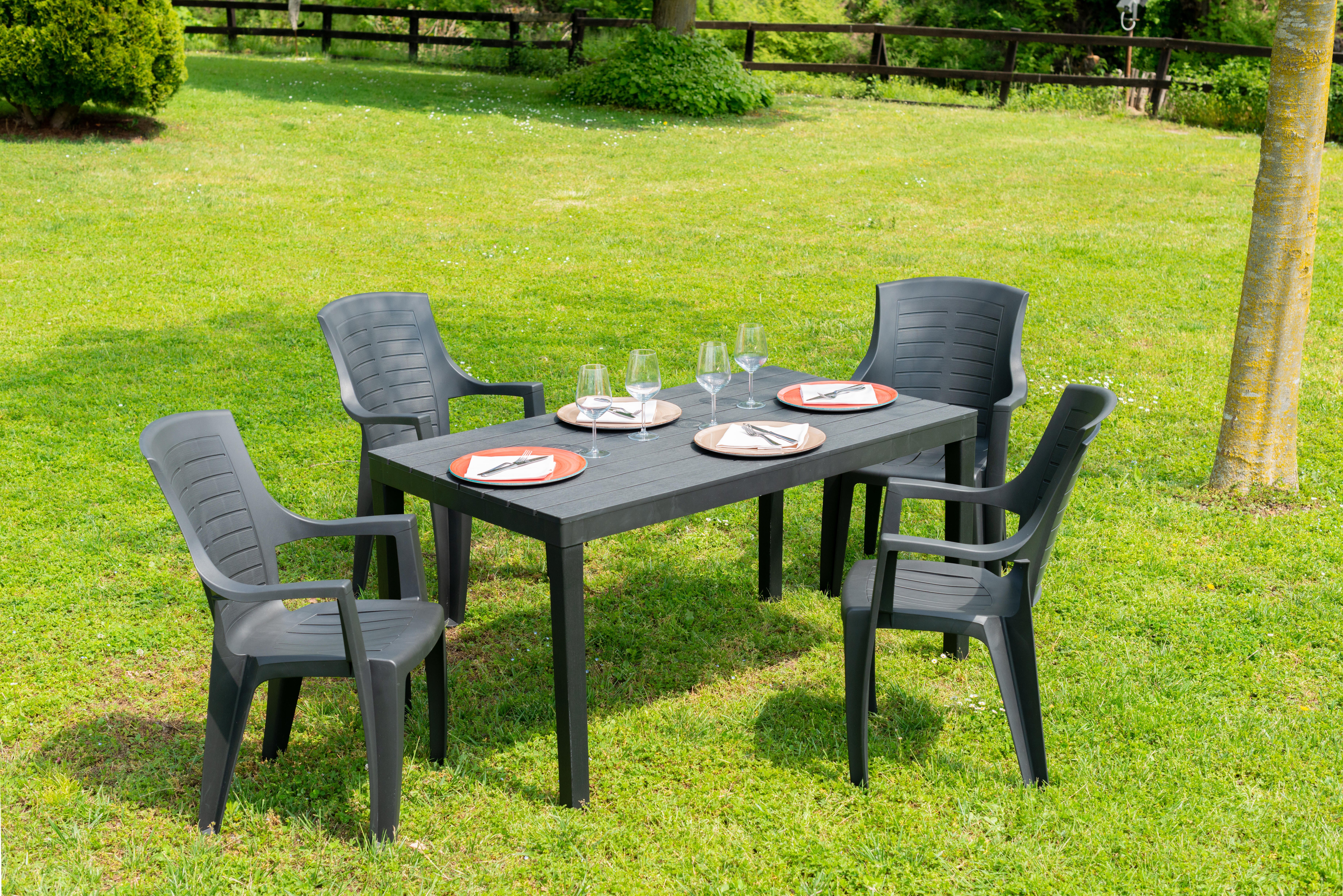 Tavolo da pranzo per giardino Sumatra struttura e superficie in