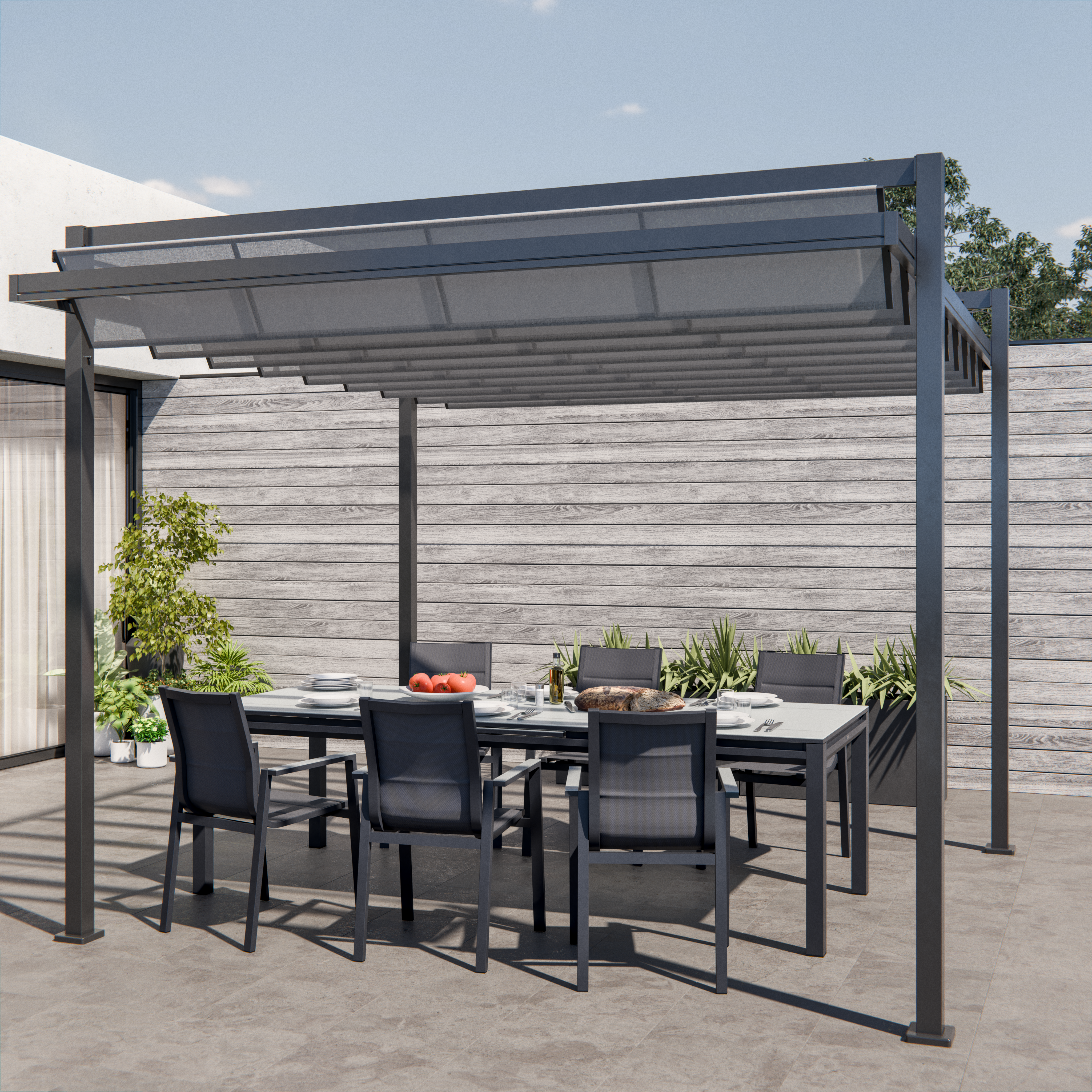 Mesa de alumínio NATERIAL ODYSSEA II EASY VIDRO 256/320X100CM ANTRACITE - 19