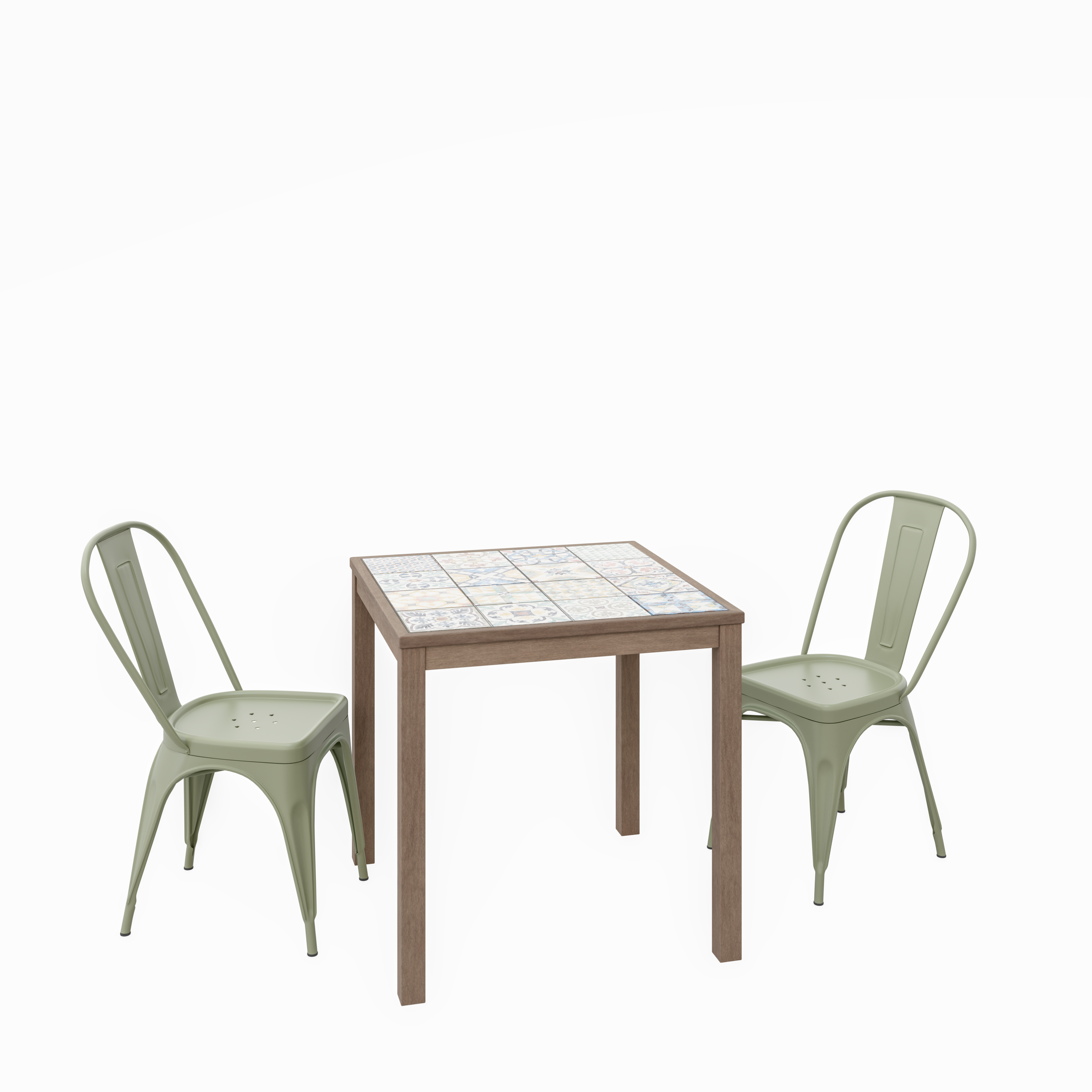 Mesa de jardín de acacia y cerámica naterial soho 70x75x70 cm