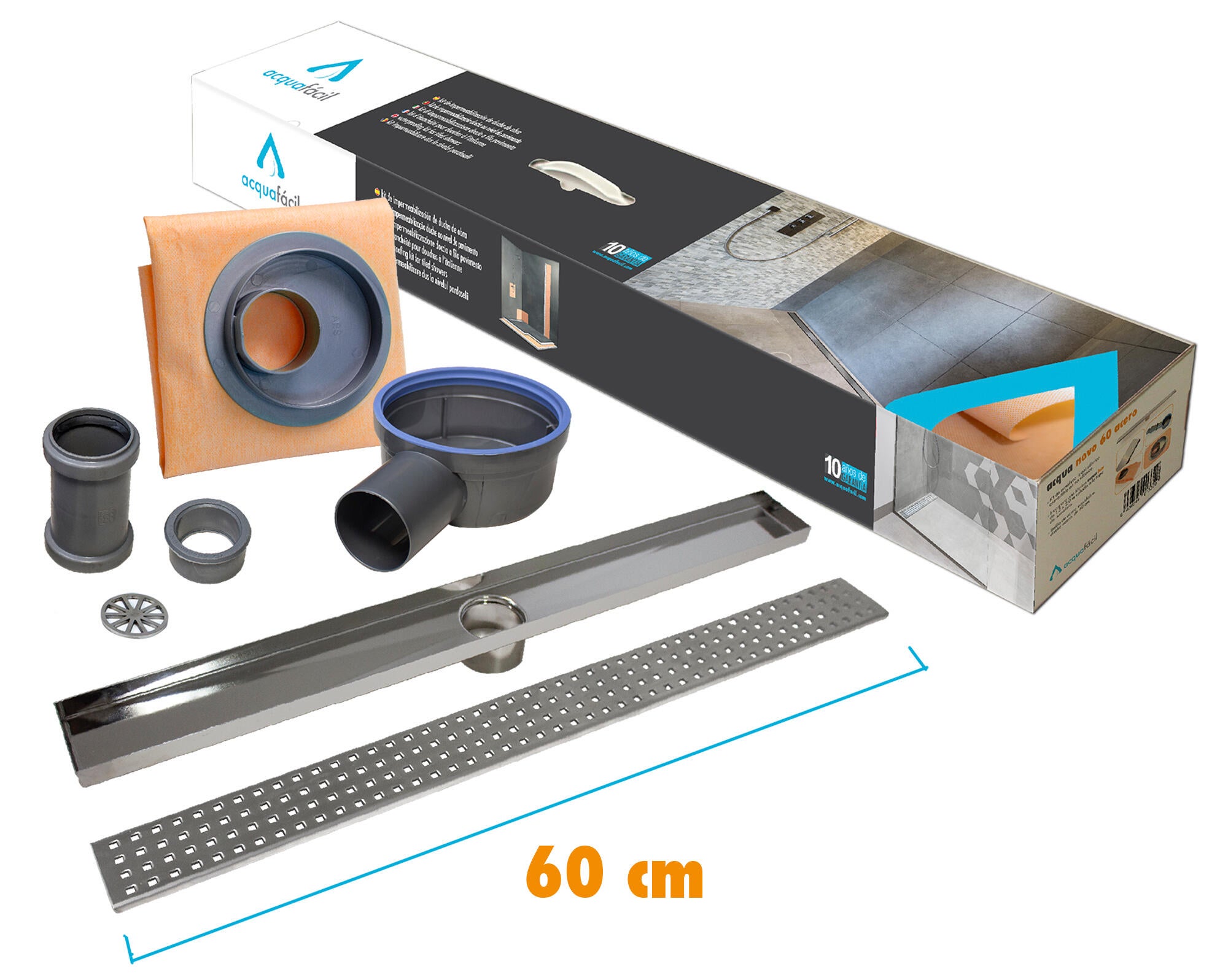 Kit plato ducha c/rejilla 60 cuadros