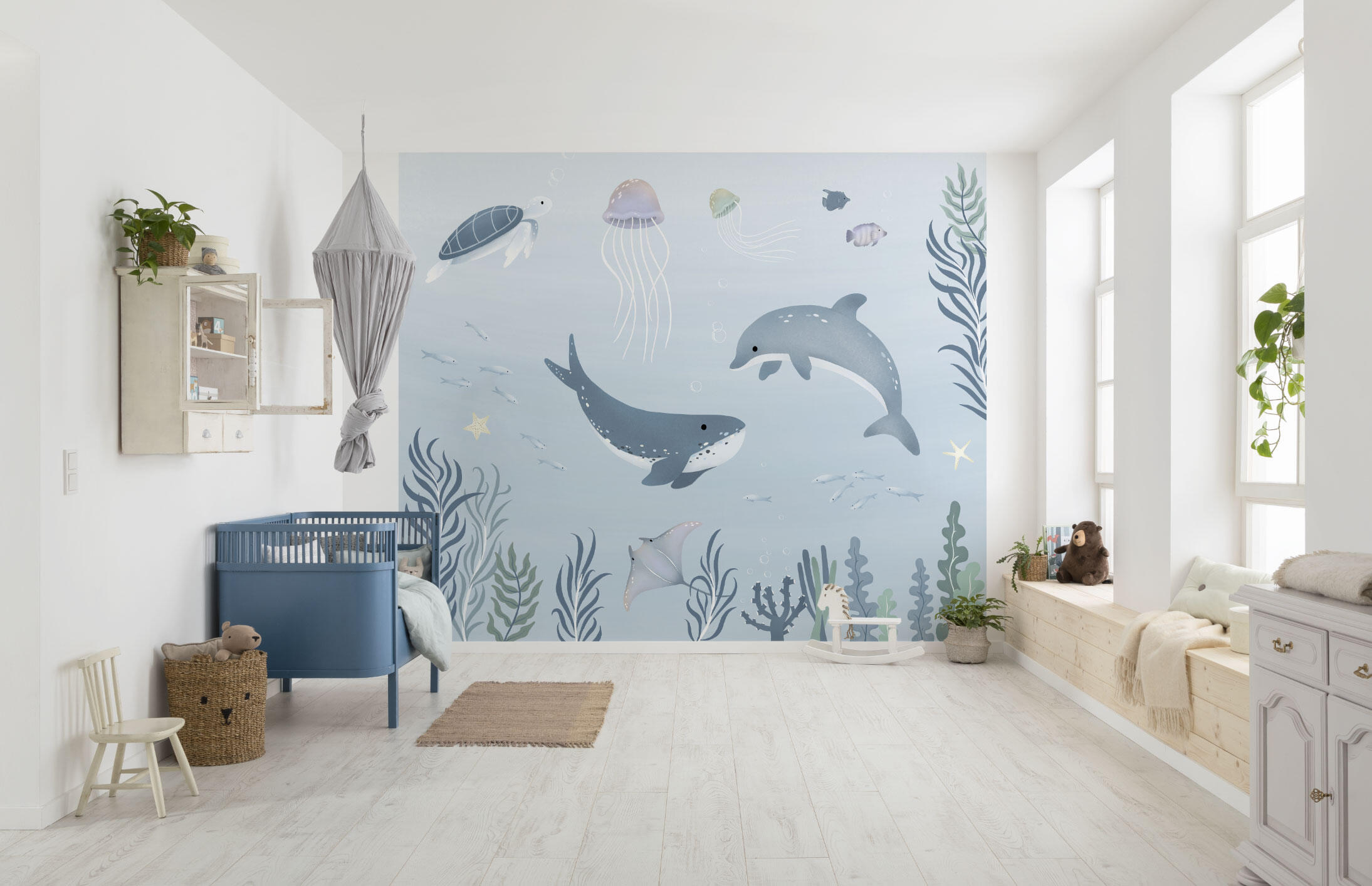 Papier Peint Mural Panoramique 3D Effet Mer Bleu Clair – Décoration Salon Luna 2024