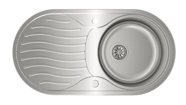 Fregadero De Cocina Redondo De Acero Inoxidable, Alta Capacidad, Excelente Drenaje, Tamaño Grande De 11,73 Pulgadas, Un Recipiente Con Accesorios De Drenaje (Nano Diamante Negro