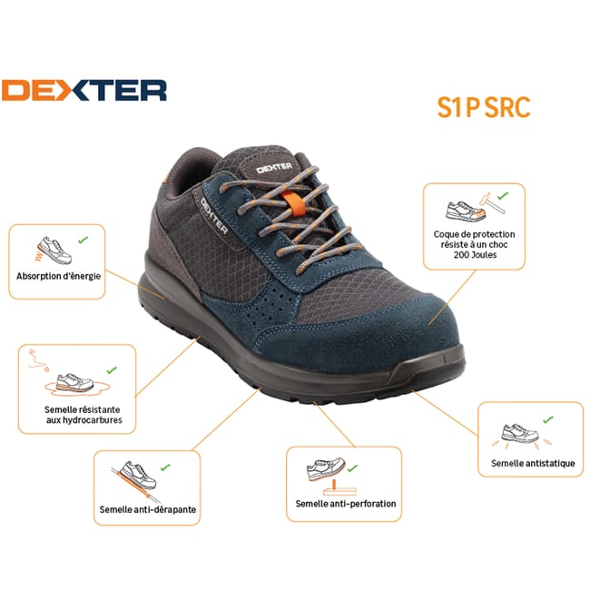 Chaussures de securite basses DEXTER S1p T45 Leroy Merlin