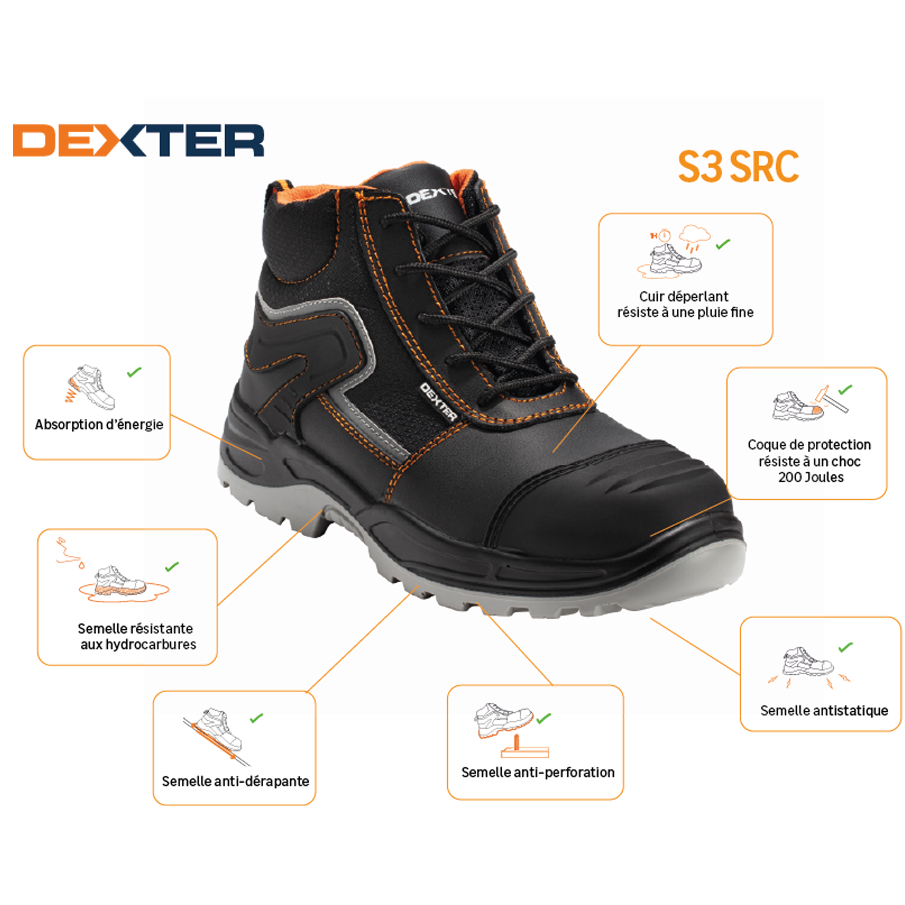 Chaussures de sécurité hautes DEXTER S3 T40 - 2