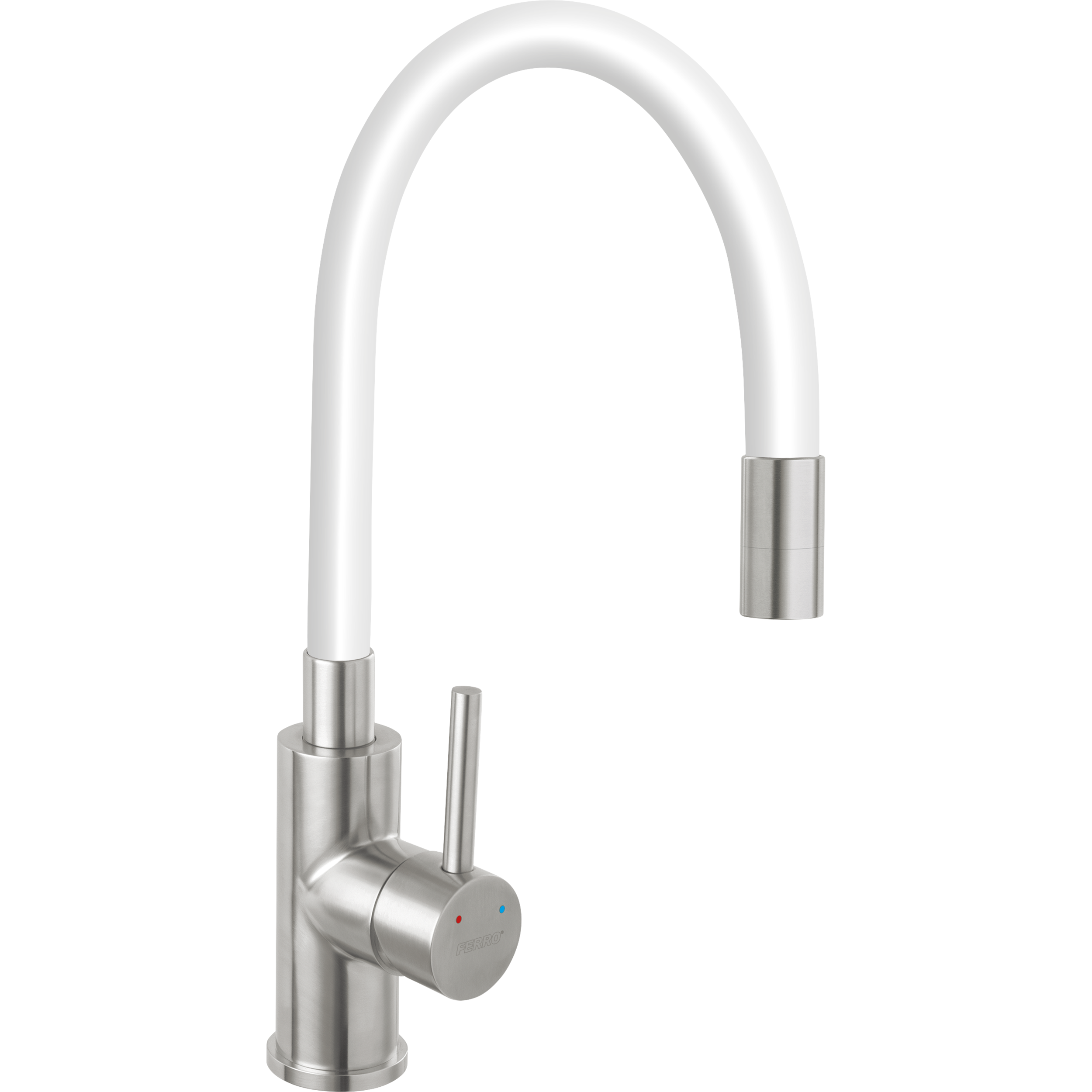 Bateria kuchenna z elastyczną wylewką Fitness Biała Stal Szczotkowana Ferro