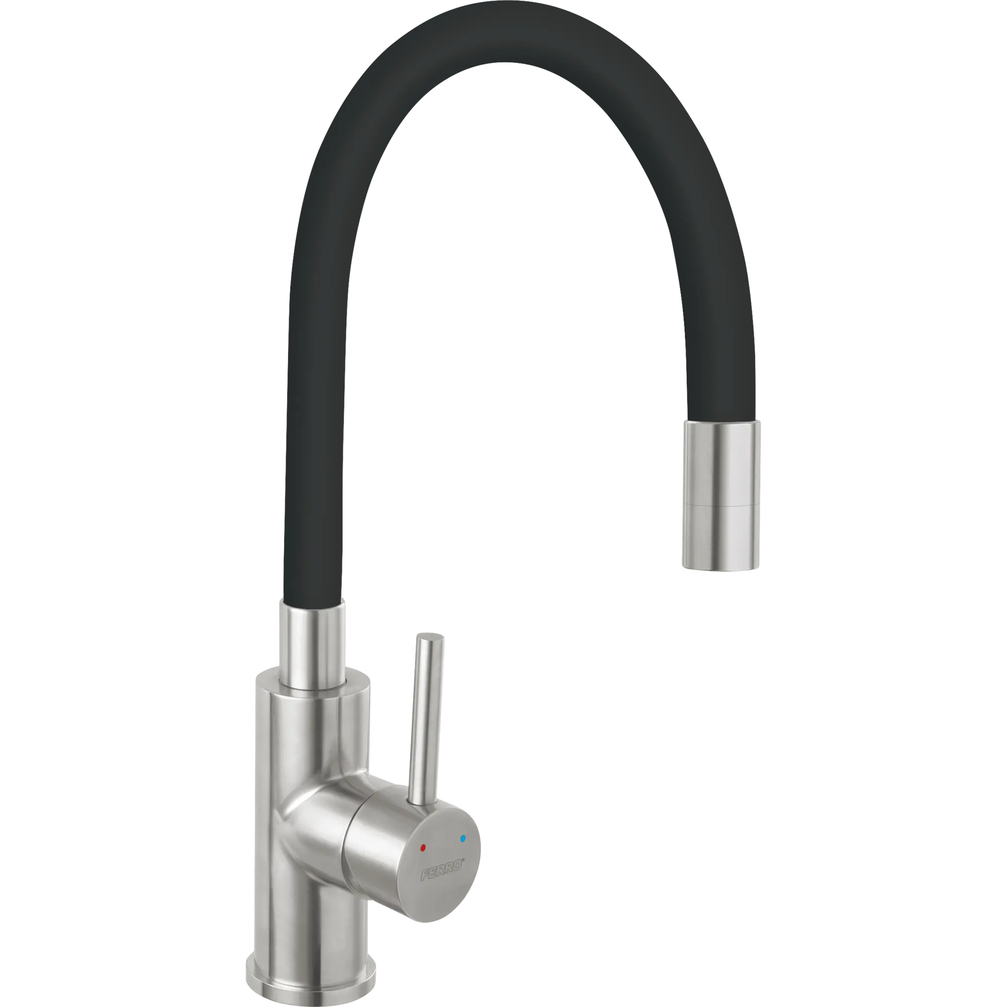 Bateria kuchenna z elastyczną wylewką Fitness Czarna Stal Szczotkowana Ferro