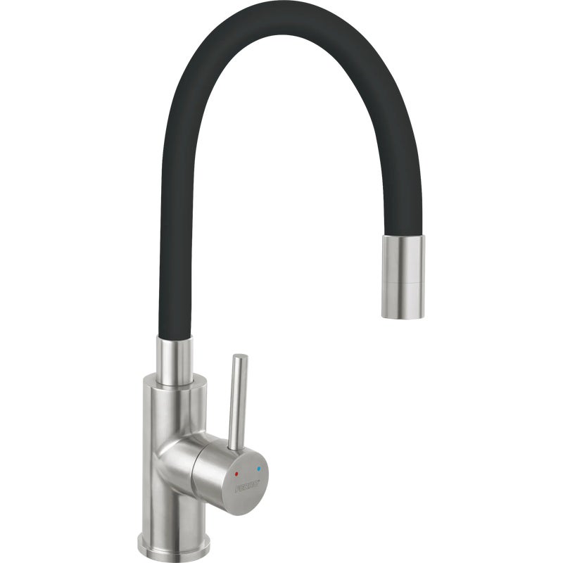 Bateria kuchenna z elastyczną wylewką Fitness Czarna Stal Szczotkowana Ferro