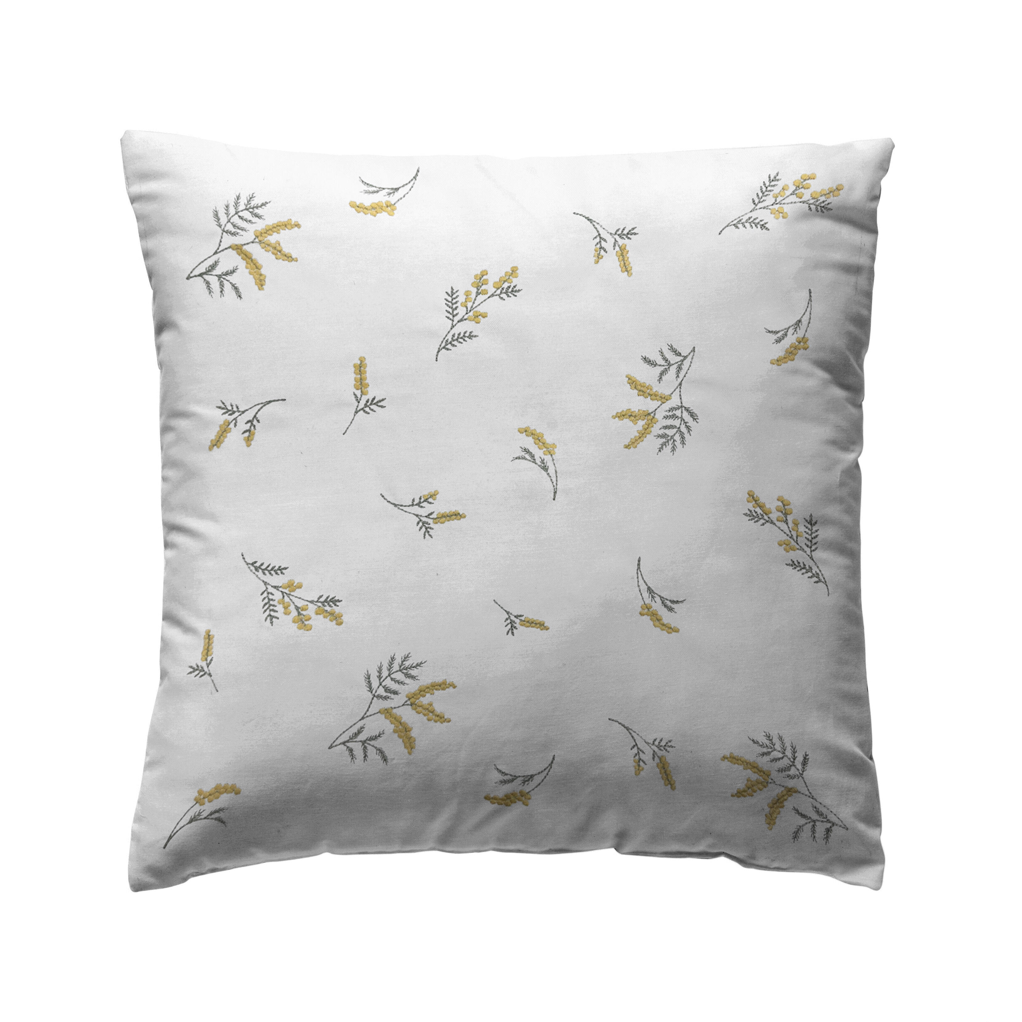 Cojín decorativo mimosa algodón blanco 45x45cm